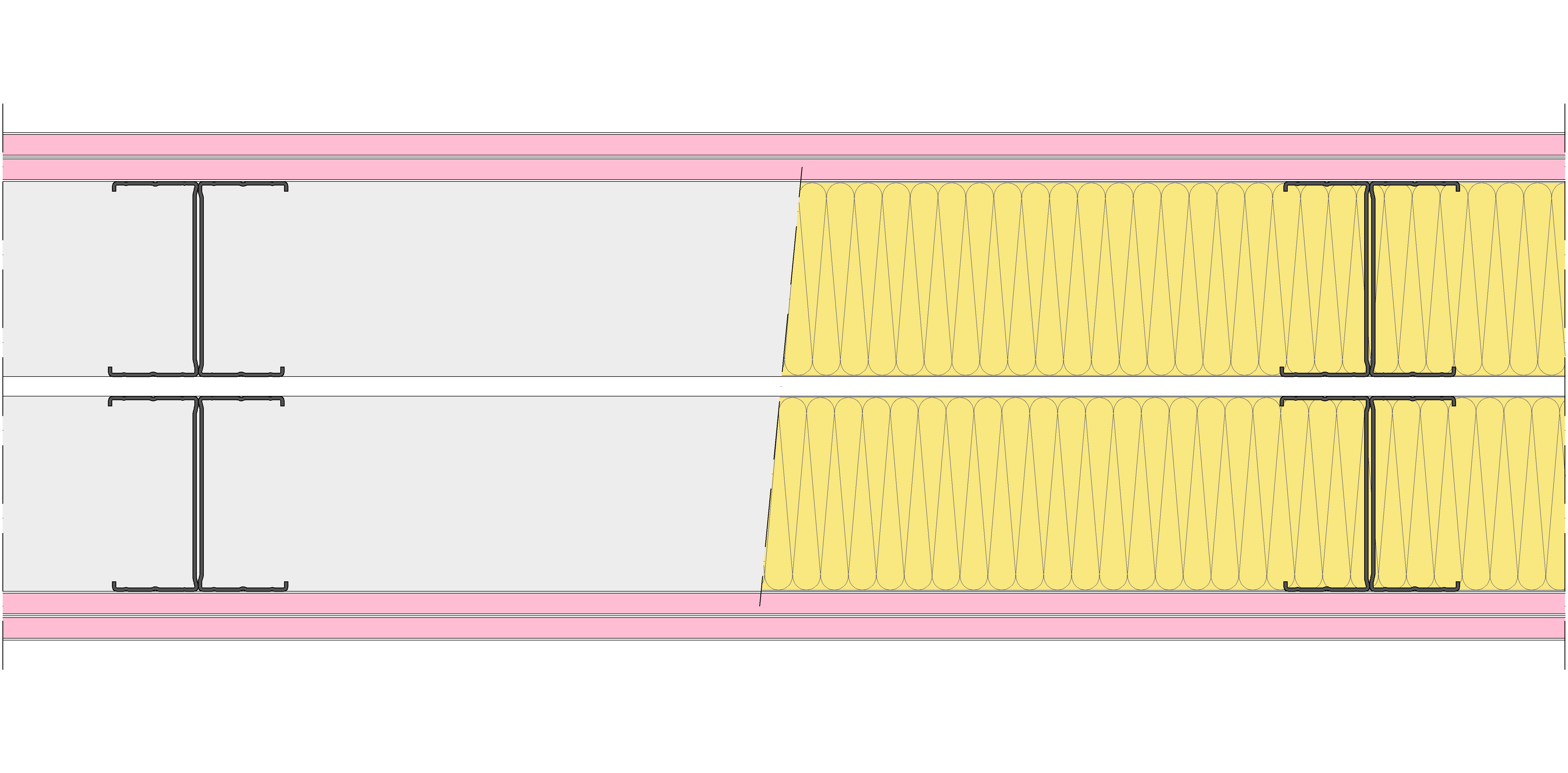 Tabique Pladur® 250/600 (100-45H+e+100-45H) 4F 2MW Libre
