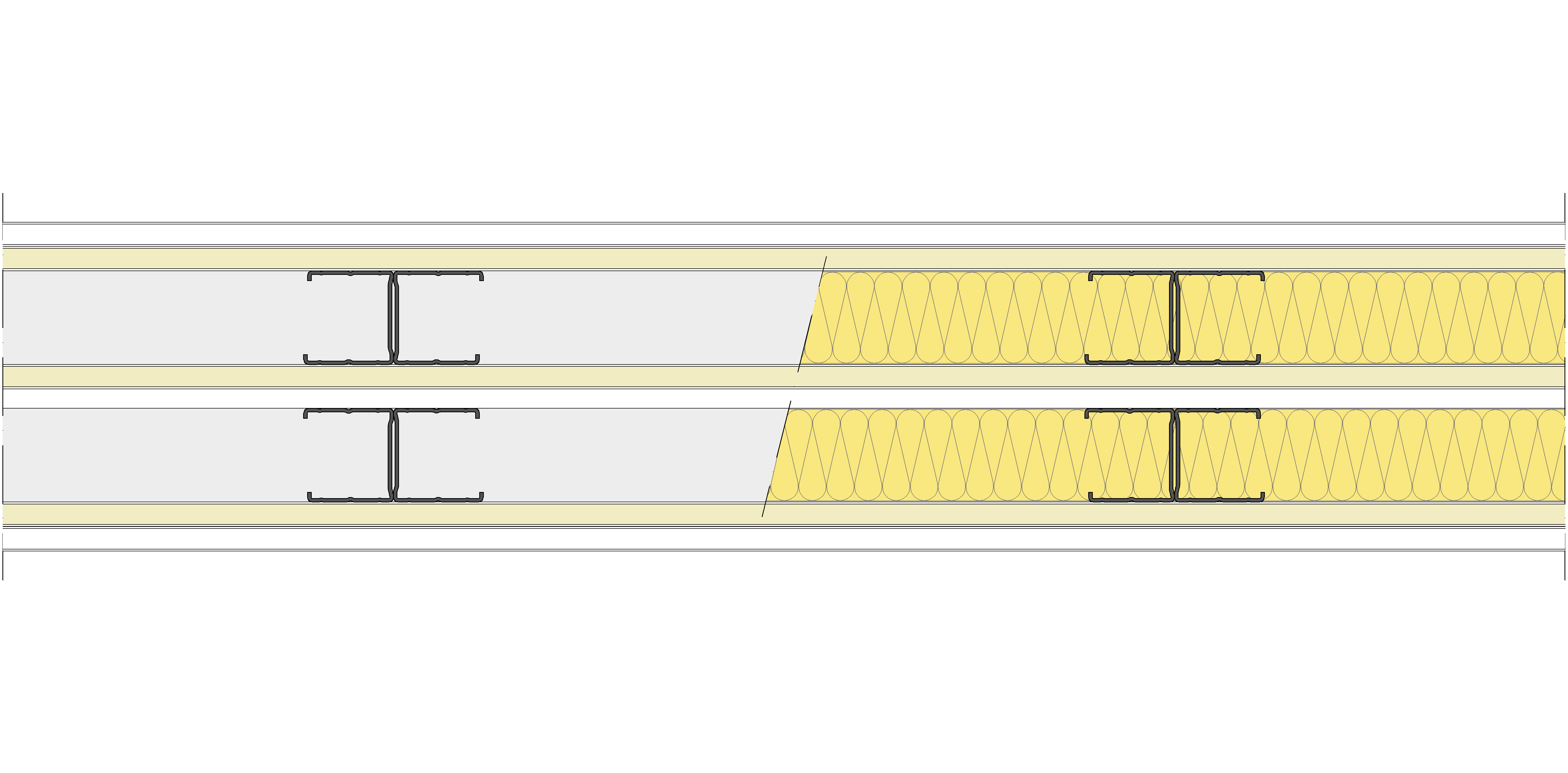Tabique Pladur® 158,5/400 (48-45H+12,5+e+48-45H) 1N A1-3N-1N A1 2MW Libre
