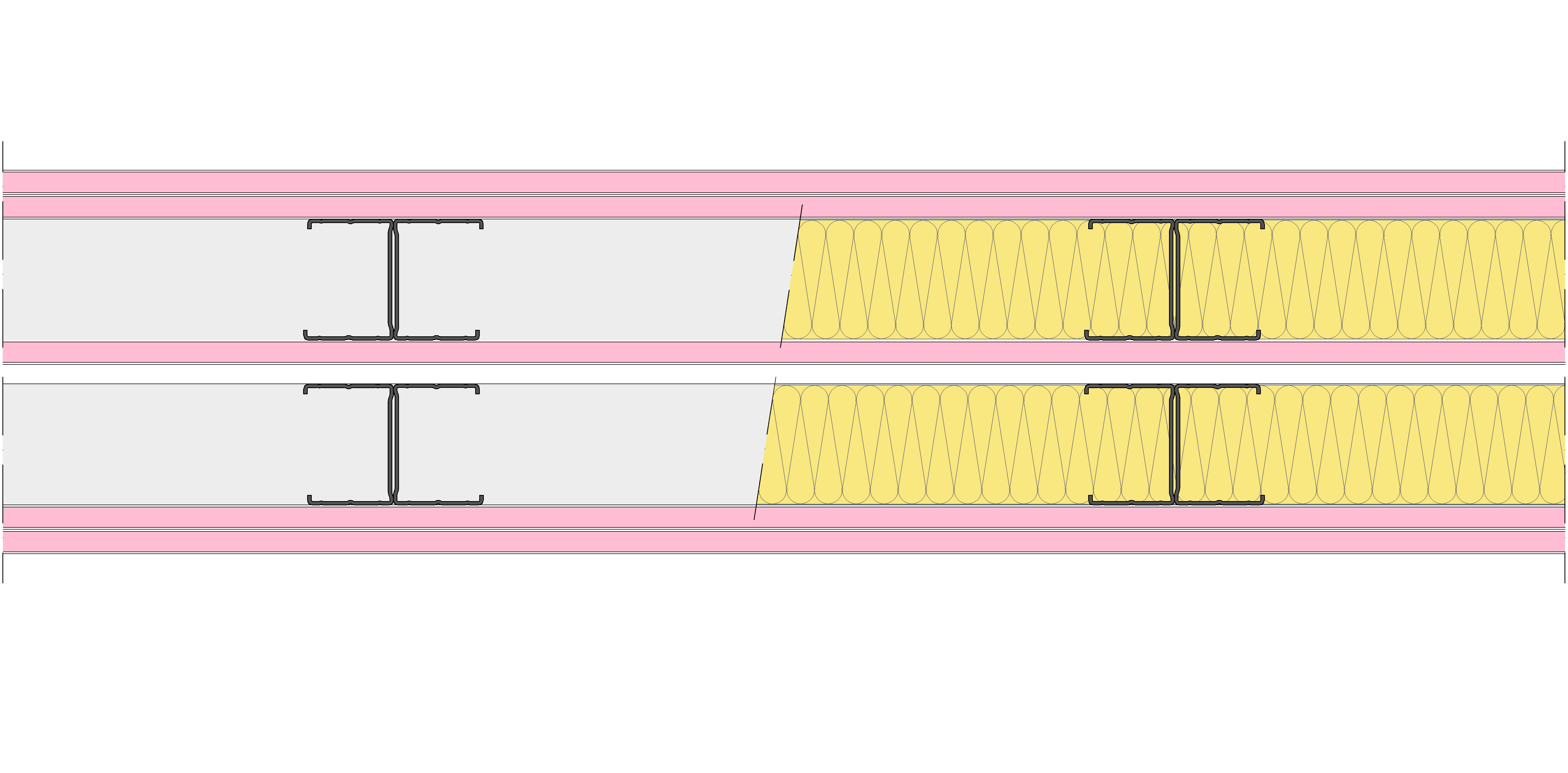 Tabique Pladur® 186,5/400 (62-45H+12,5+e+62-45H) 5F 2MW Libre