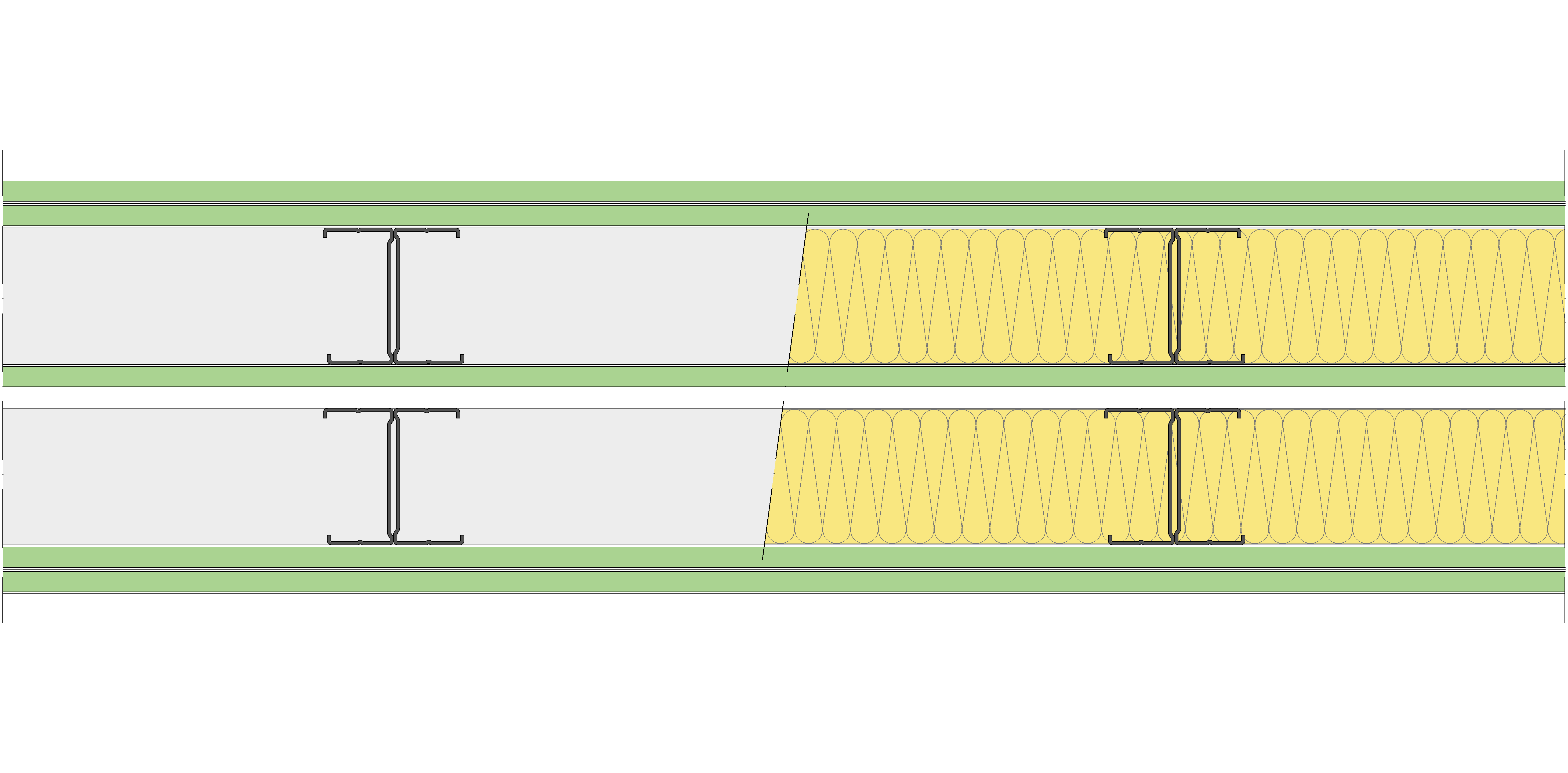 Tabique Pladur® 202,5/400 (70-35H+12,5+e+70-35H) 5H1 2MW Libre