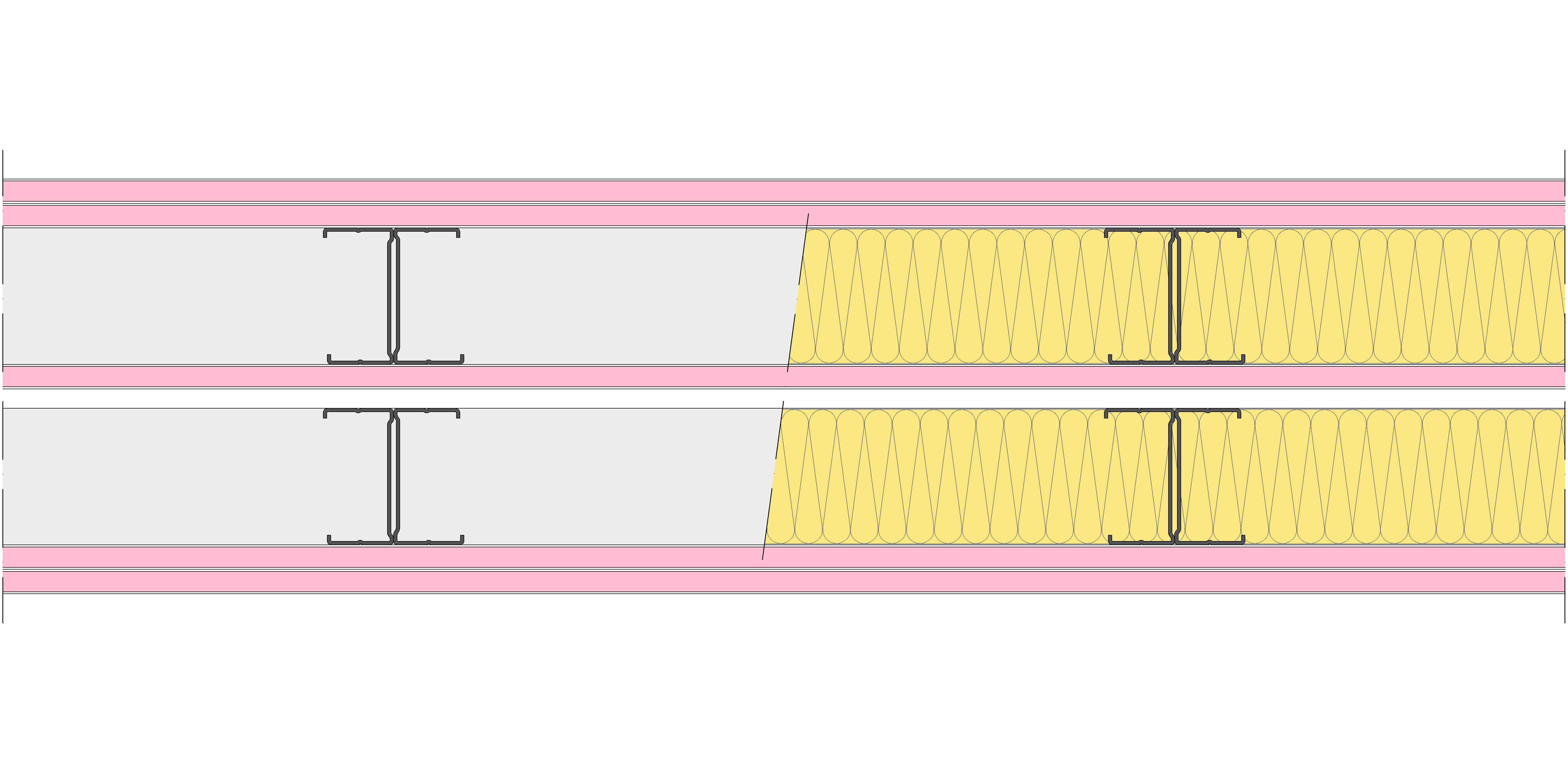 Tabique Pladur® 202,5/400 (70-35H+12,5+e+70-35H) 5F 2MW Libre