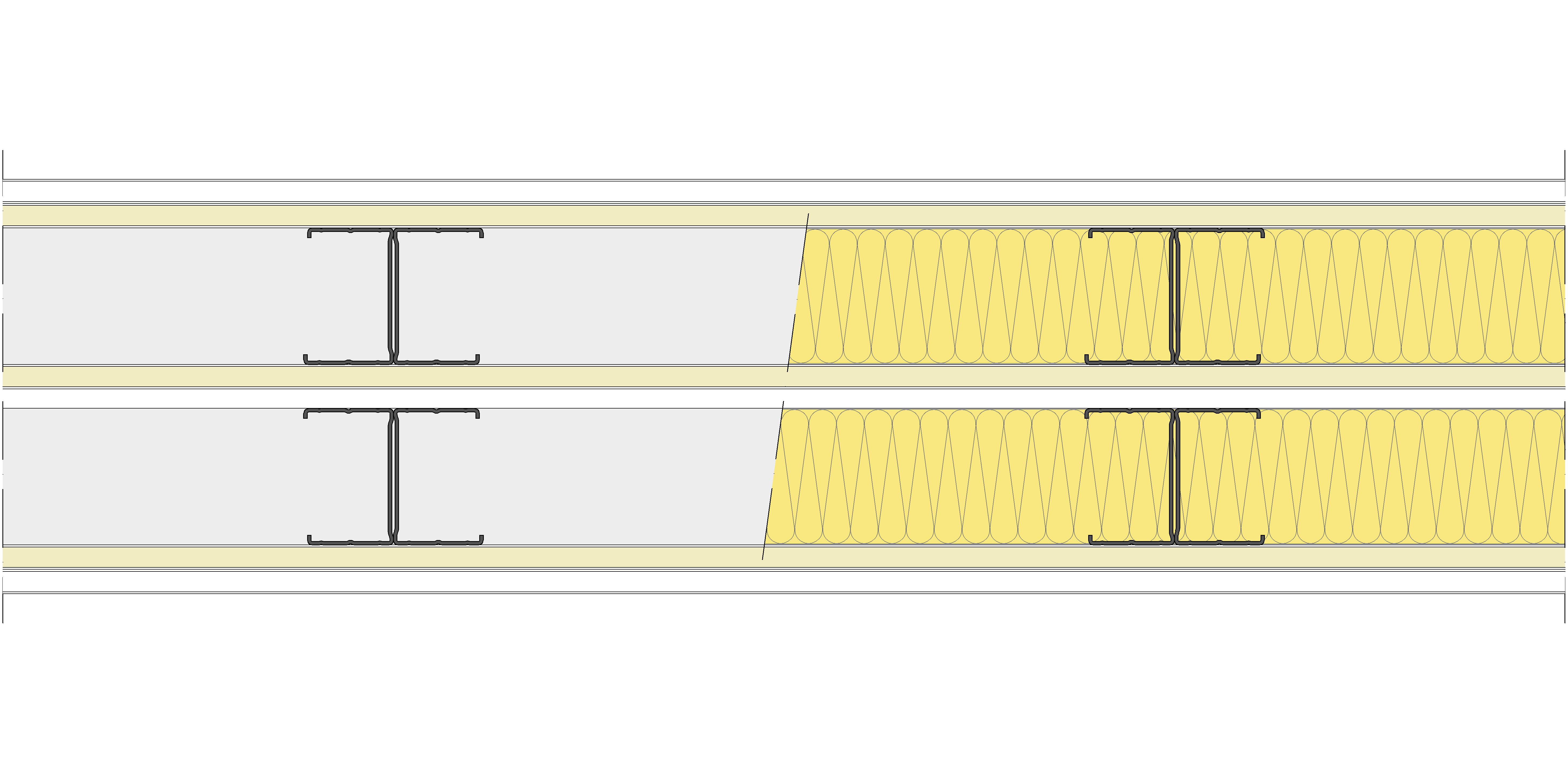 Tabique Pladur® 202,5/400 (70-45H+12,5+e+70-45H) 1N A1-3N-1N A1 2MW Libre