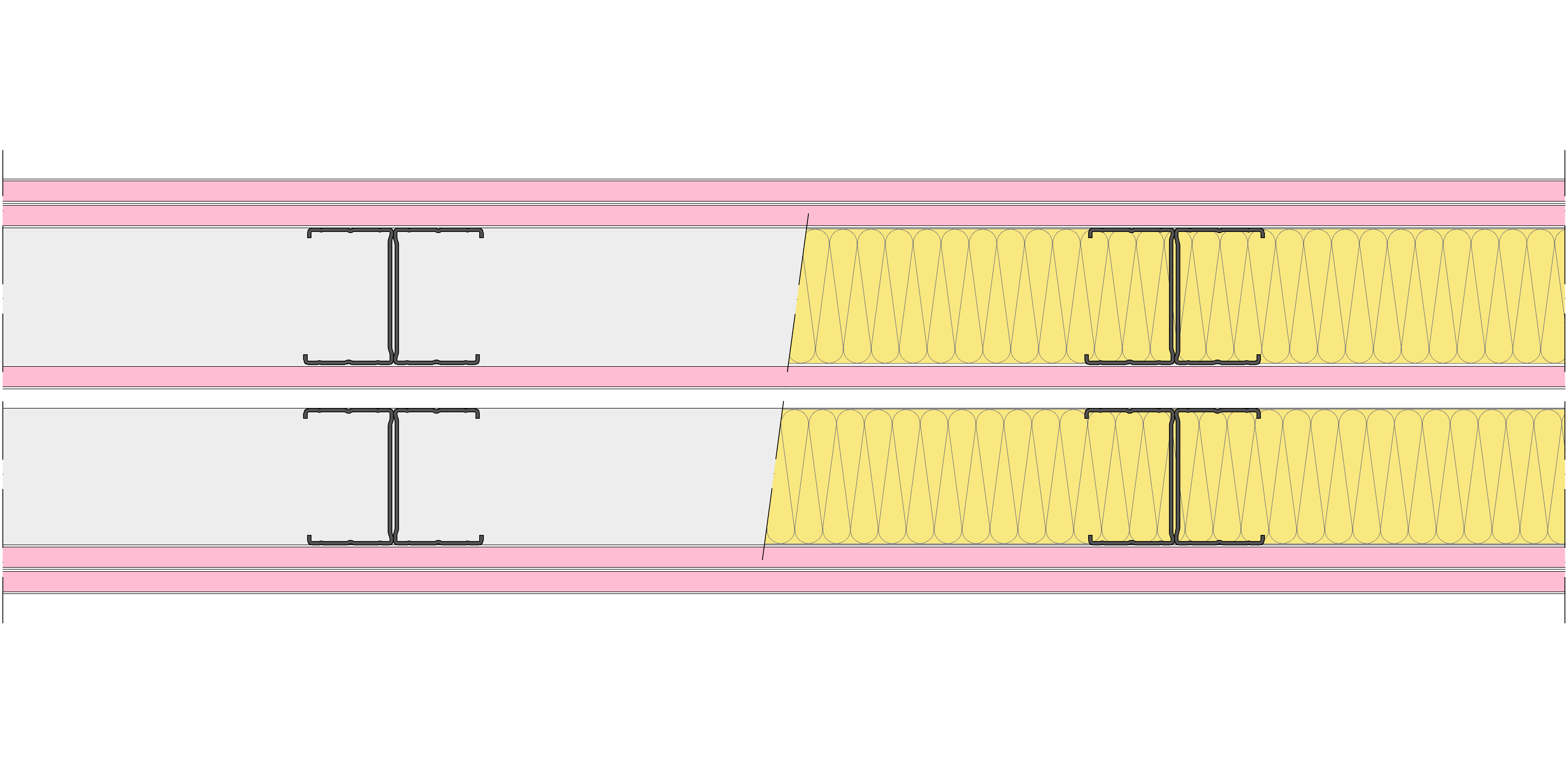 Tabique Pladur® 202,5/400 (70-45H+12,5+e+70-45H) 5F 2MW Libre