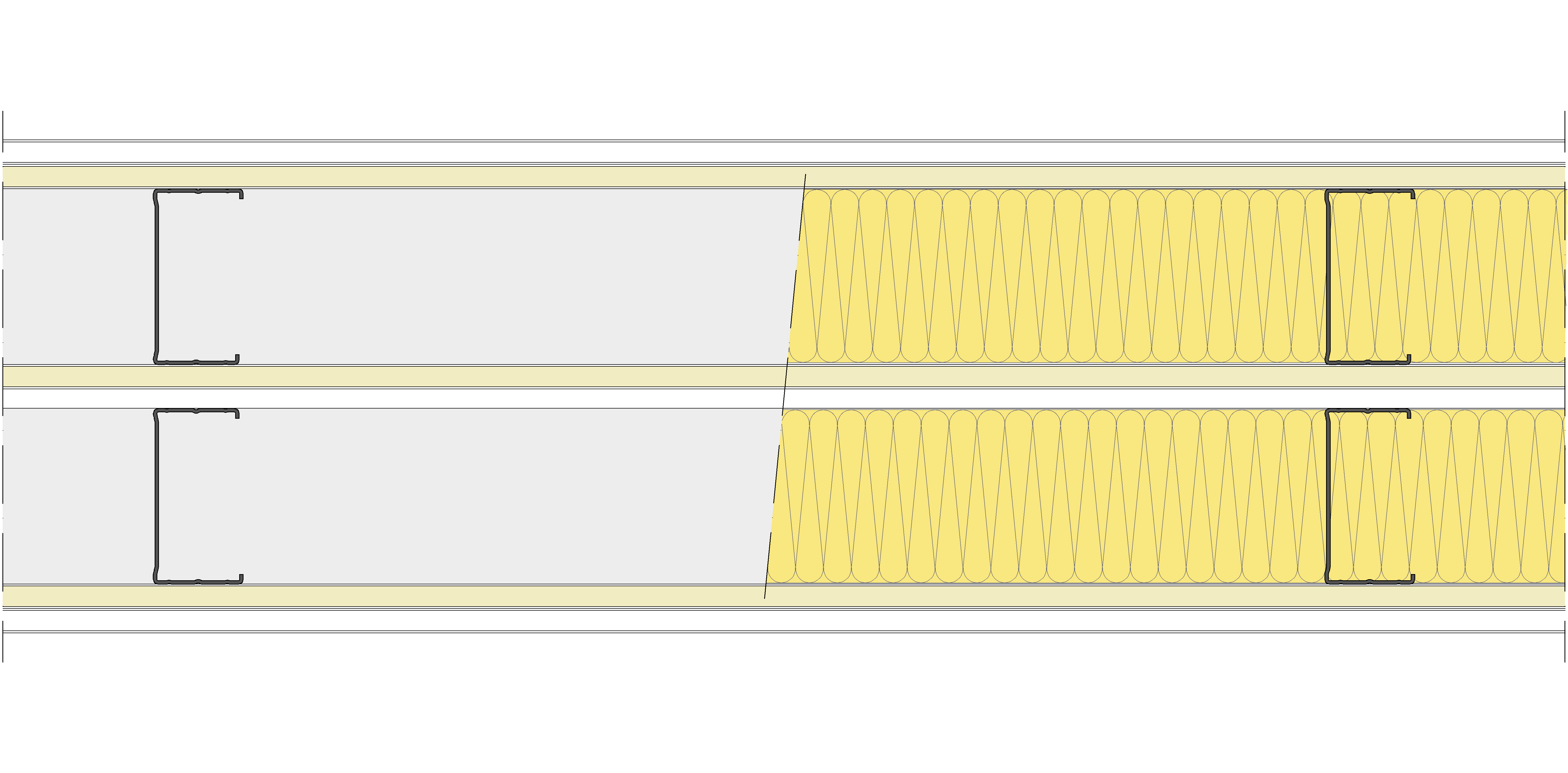 Tabique Pladur® 242,5/600 (90-45+12,5+e+90-45) 1N A1-3N-1N A1 2MW Libre
