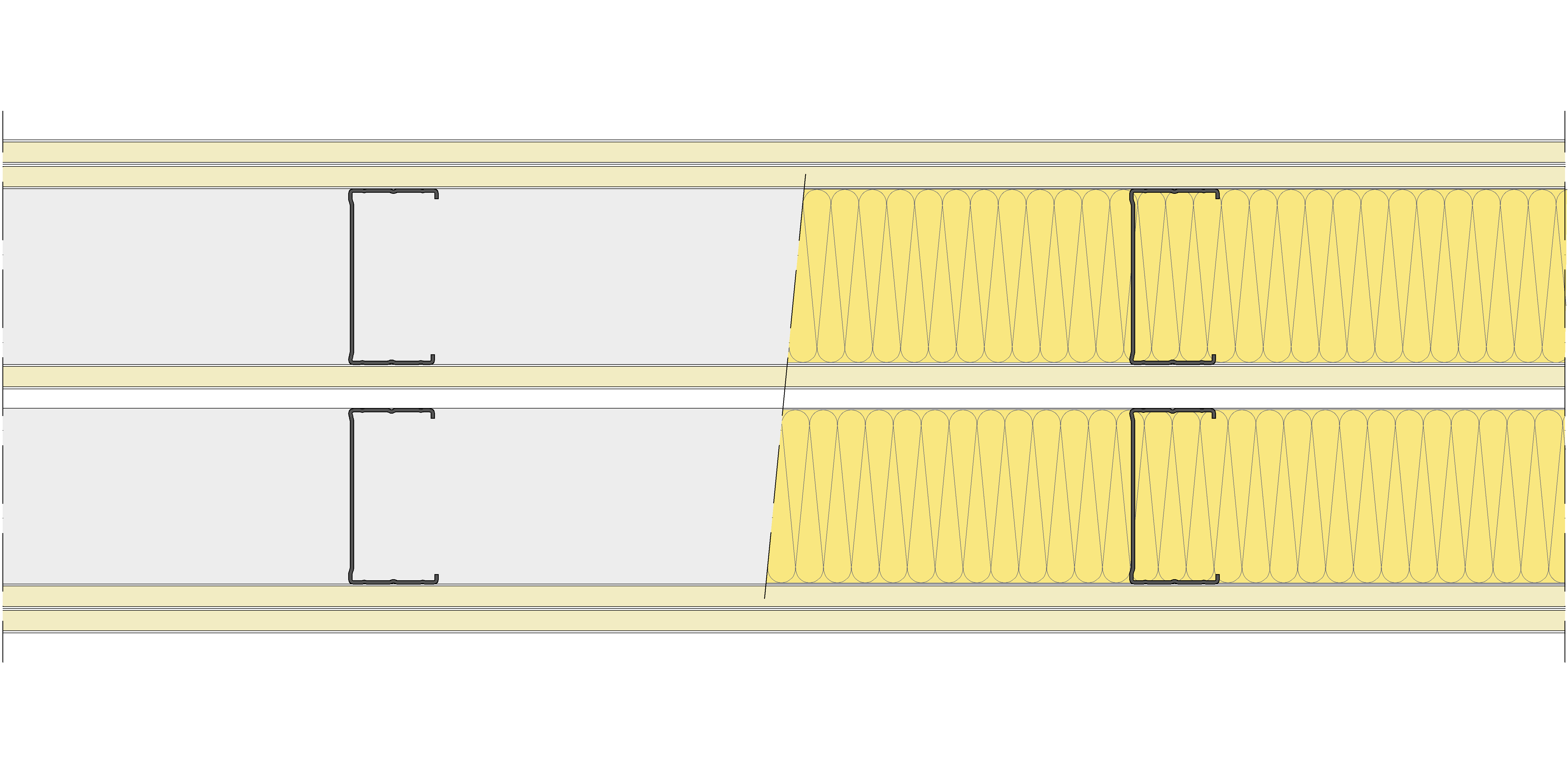 Tabique Pladur® 242,5/400 (90-45+12,5+e+90-45) 5N 2MW Libre