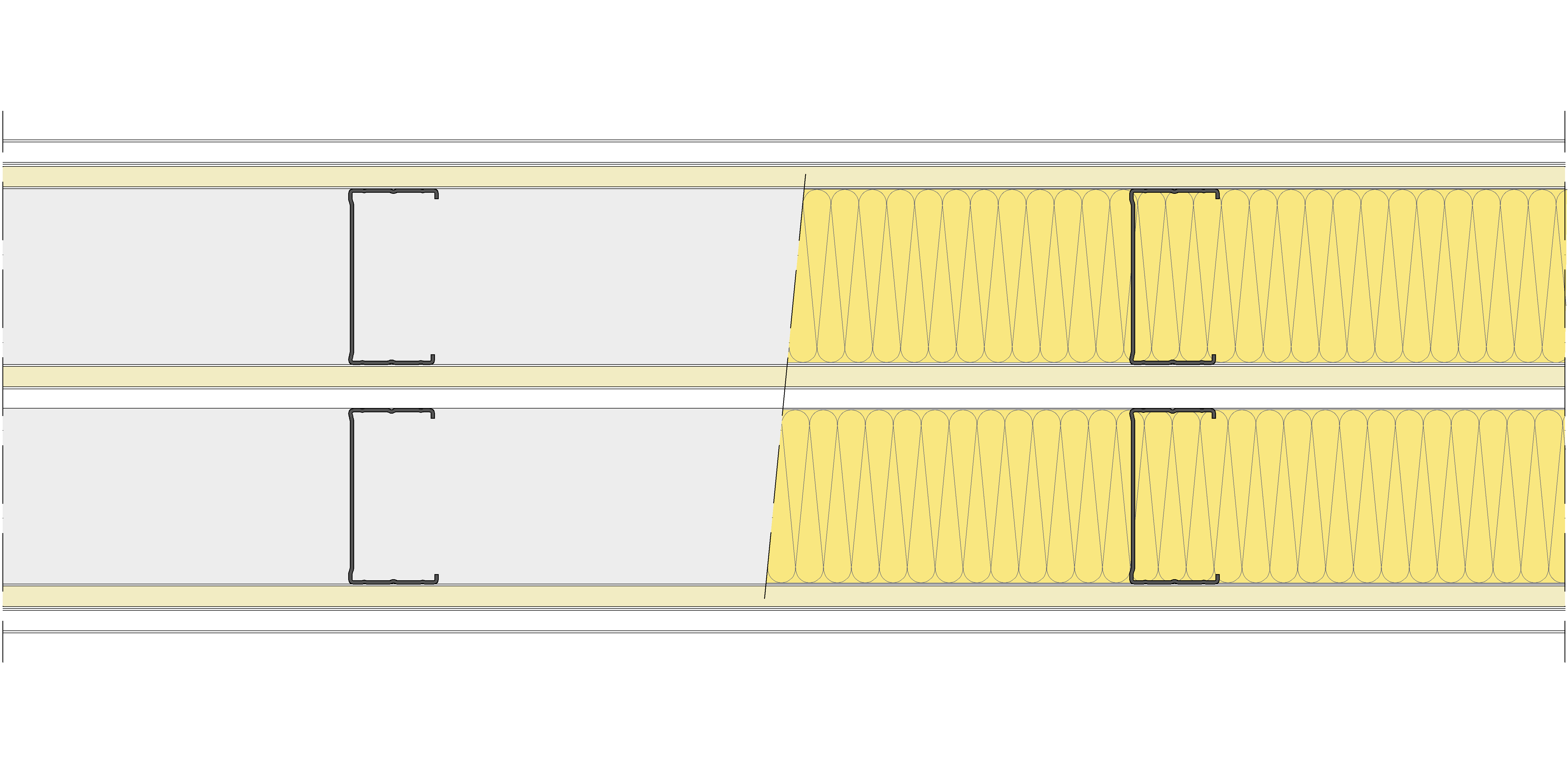 Tabique Pladur® 242,5/400 (90-45+12,5+e+90-45) 1N A1-3N-1N A1 2MW Libre