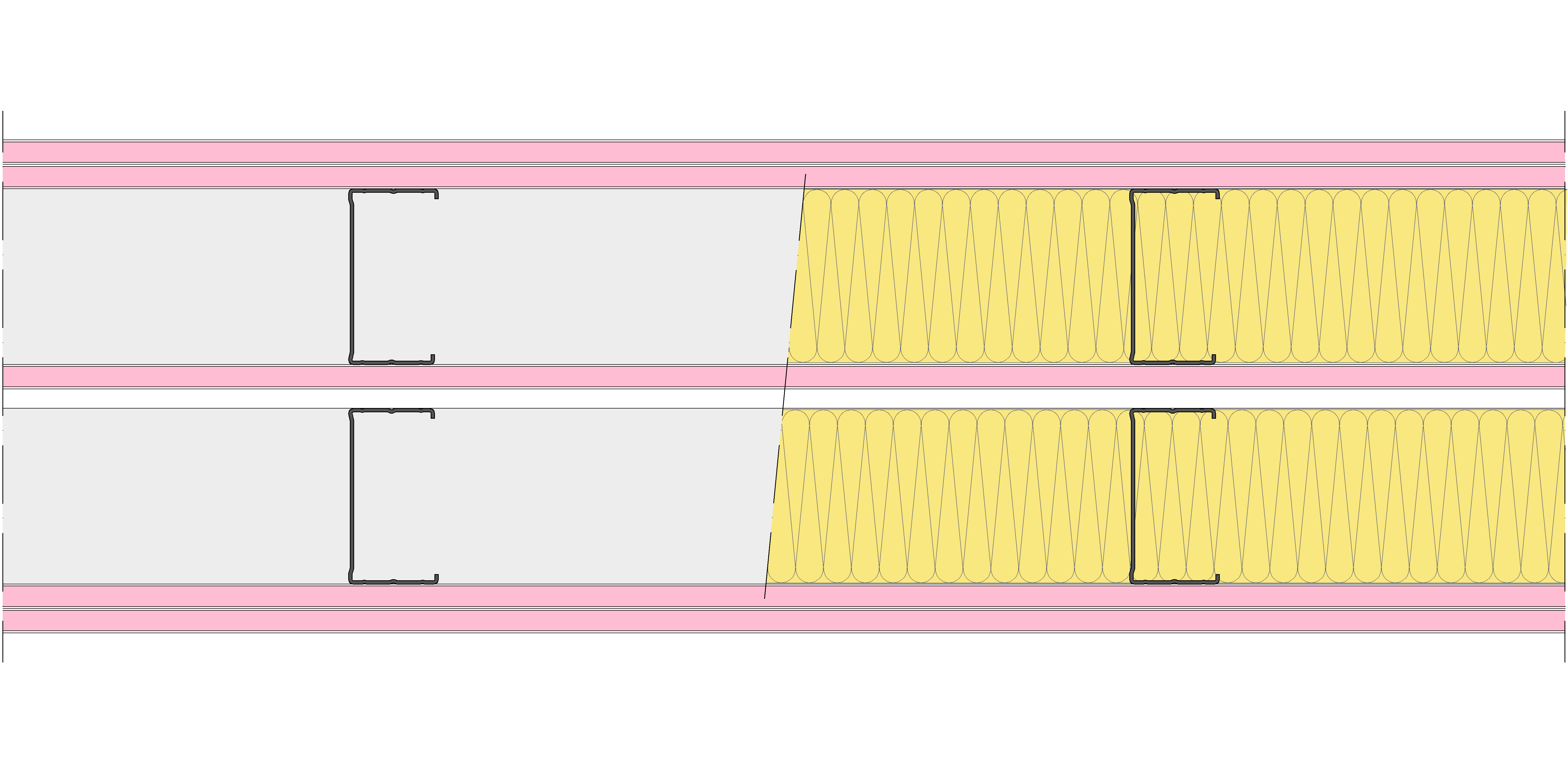 Tabique Pladur® 242,5/400 (90-45+12,5+e+90-45) 5F 2MW Libre