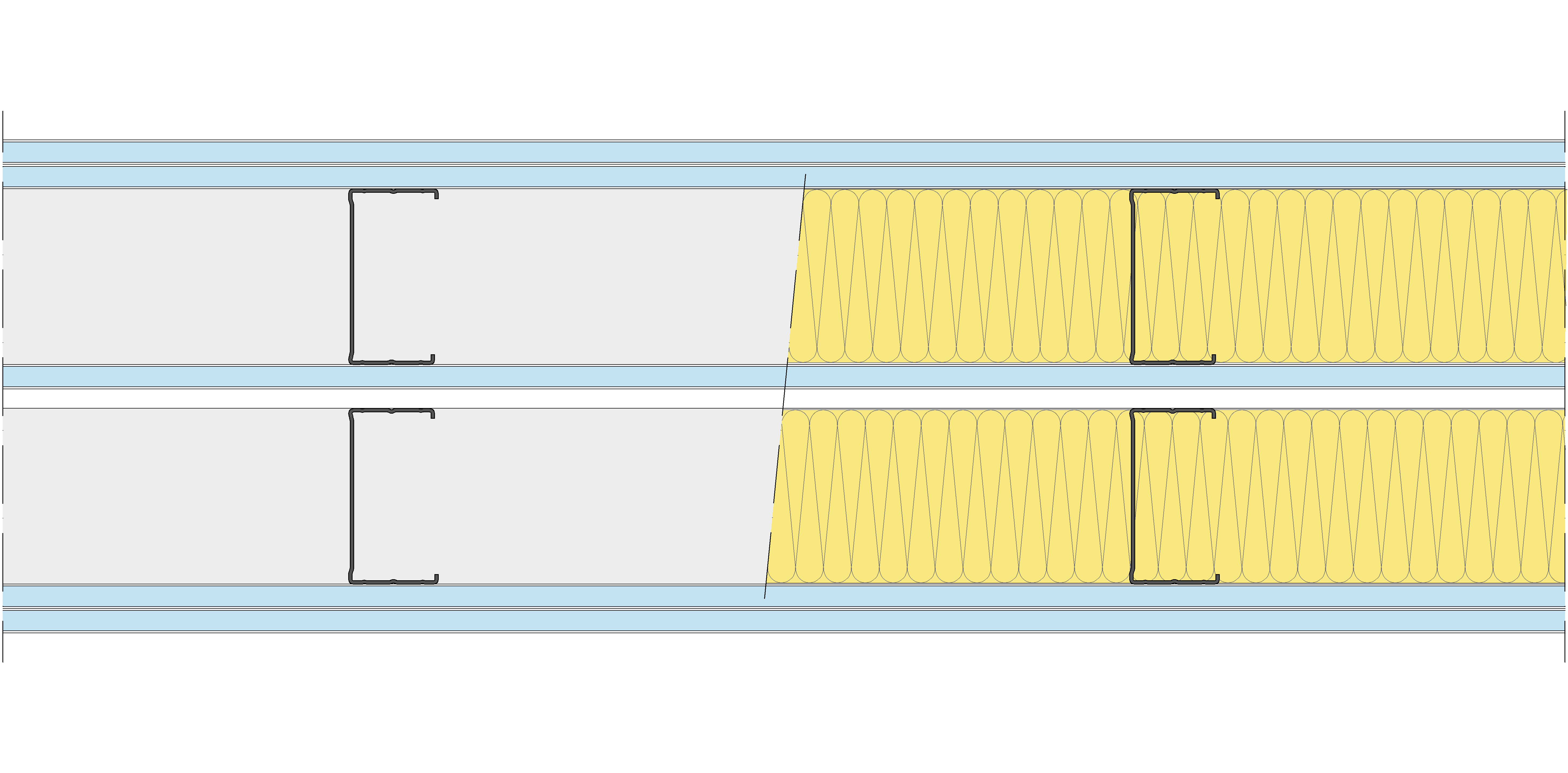 Tabique Pladur® 242,5/400 (90-45+12,5+e+90-45) 5OMNIA 2MW Libre