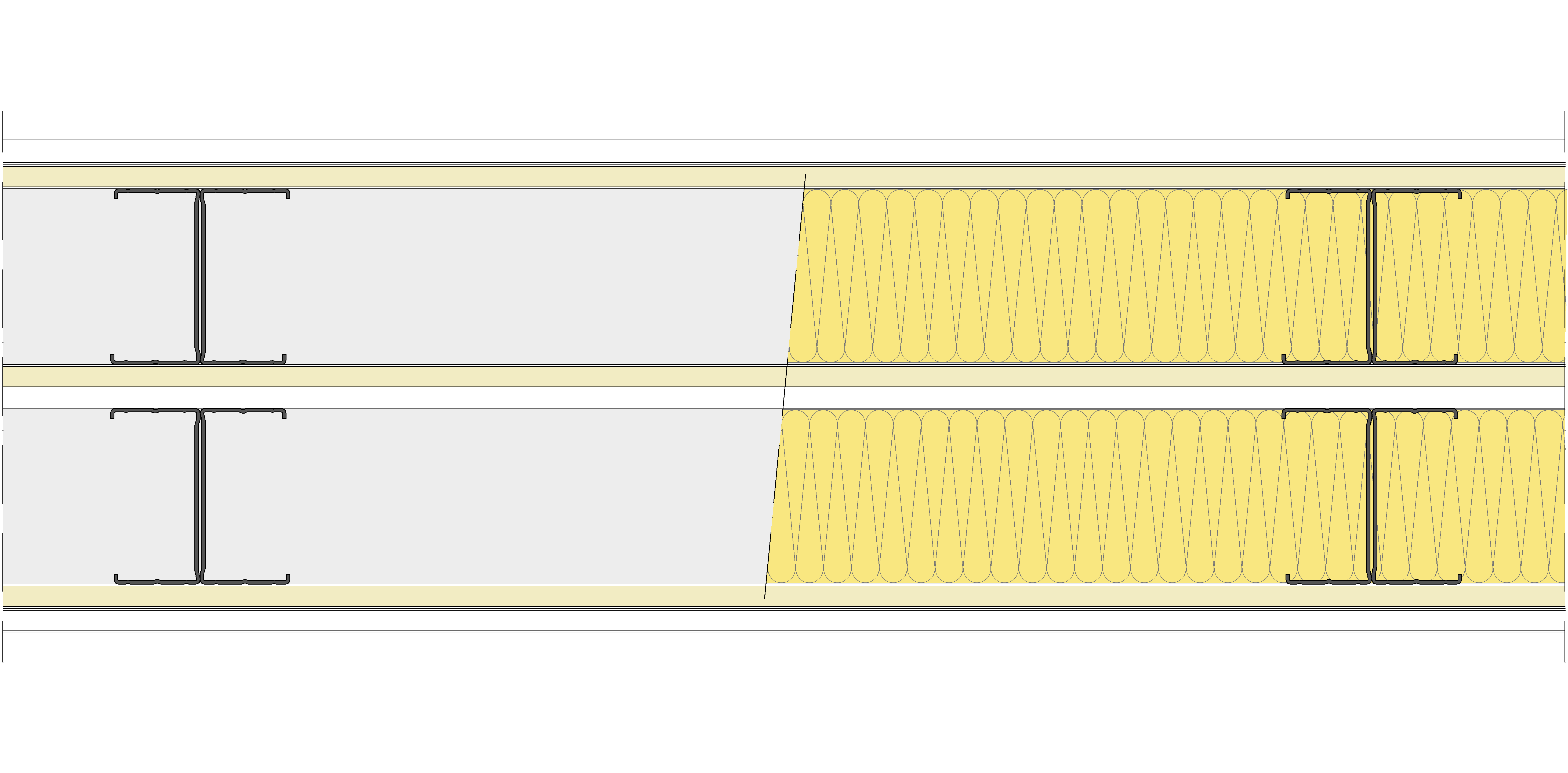 Tabique Pladur® 242,5/600 (90-45H+12,5+e+90-45H) 1N A1-3N-1N A1 2MW Libre