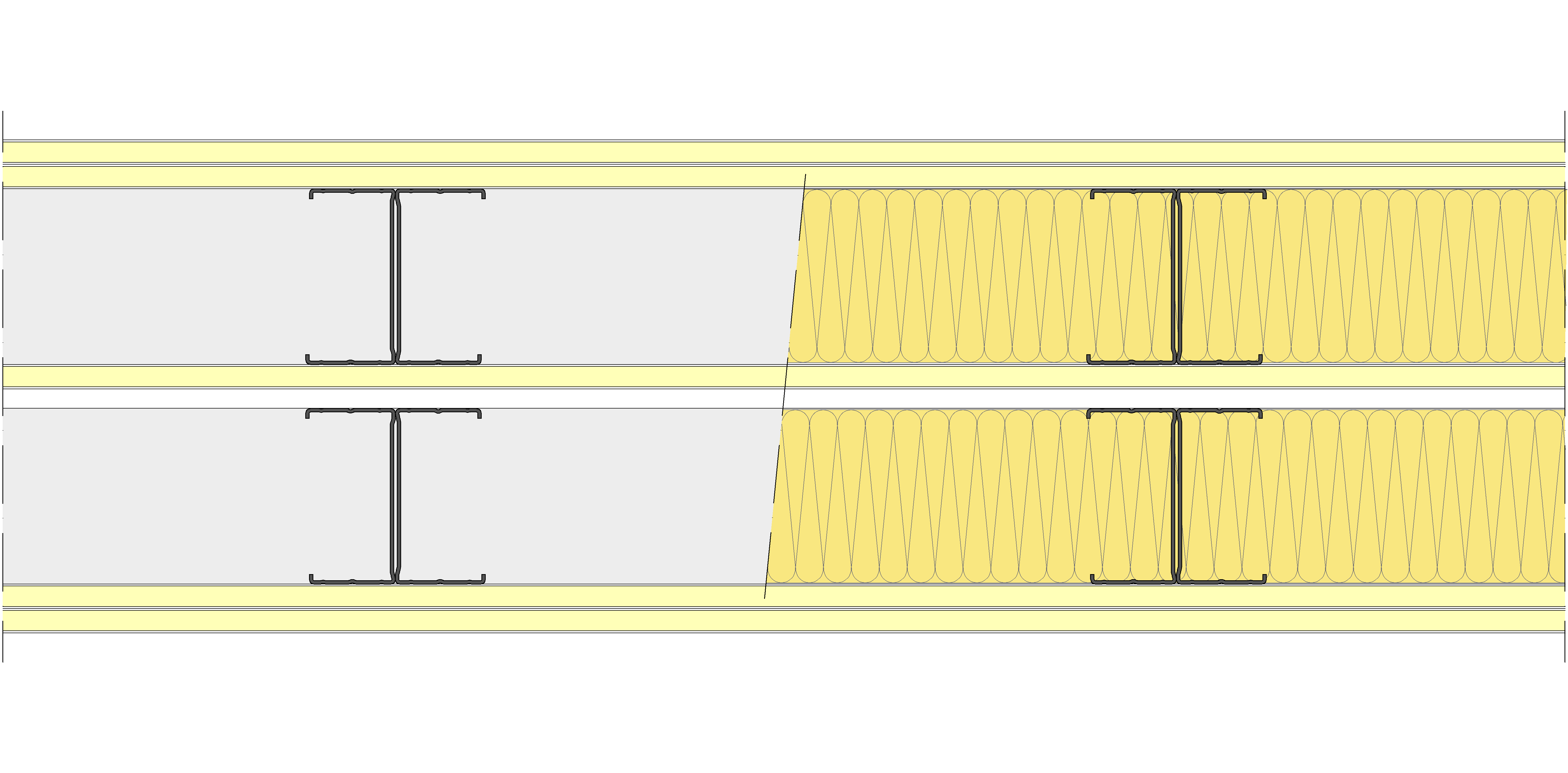 Tabique Pladur® 242,5/400 (90-45H+12,5+e+90-45H) 5I 2MW Libre