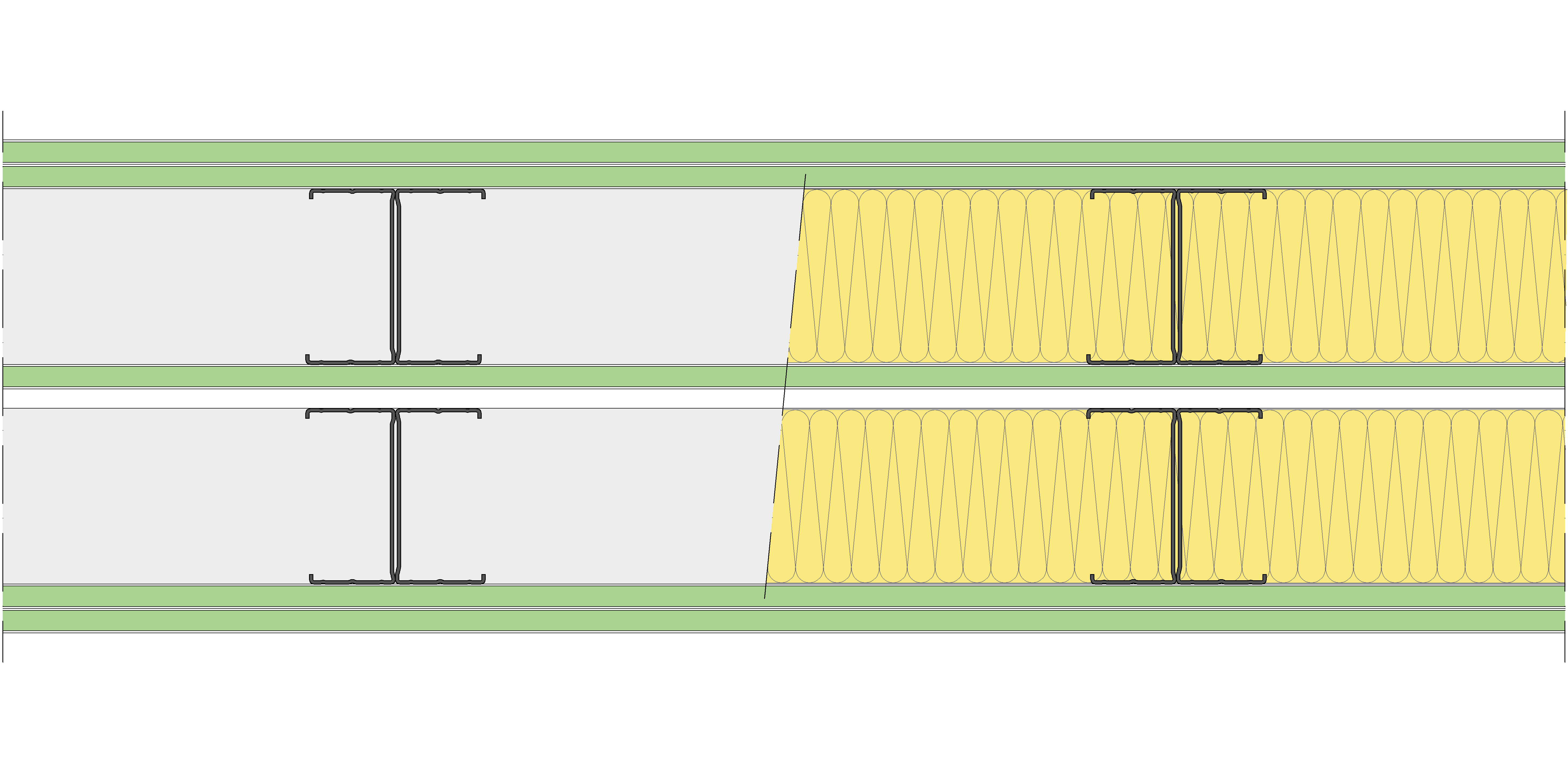 Tabique Pladur® 242,5/400 (90-45H+12,5+e+90-45H) 5H1 2MW Libre