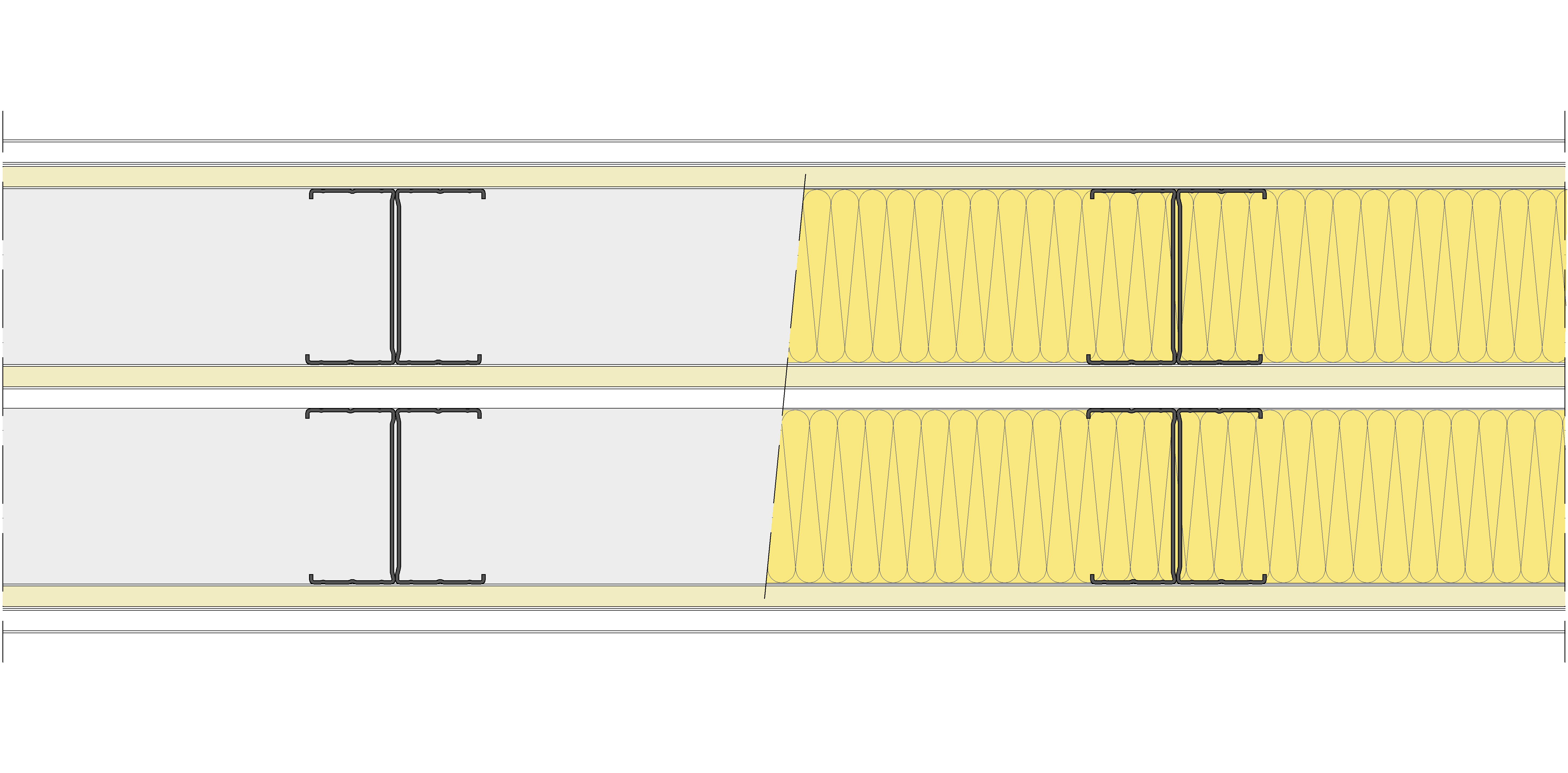 Tabique Pladur® 242,5/400 (90-45H+12,5+e+90-45H) 1N A1-3N-1N A1 2MW Libre