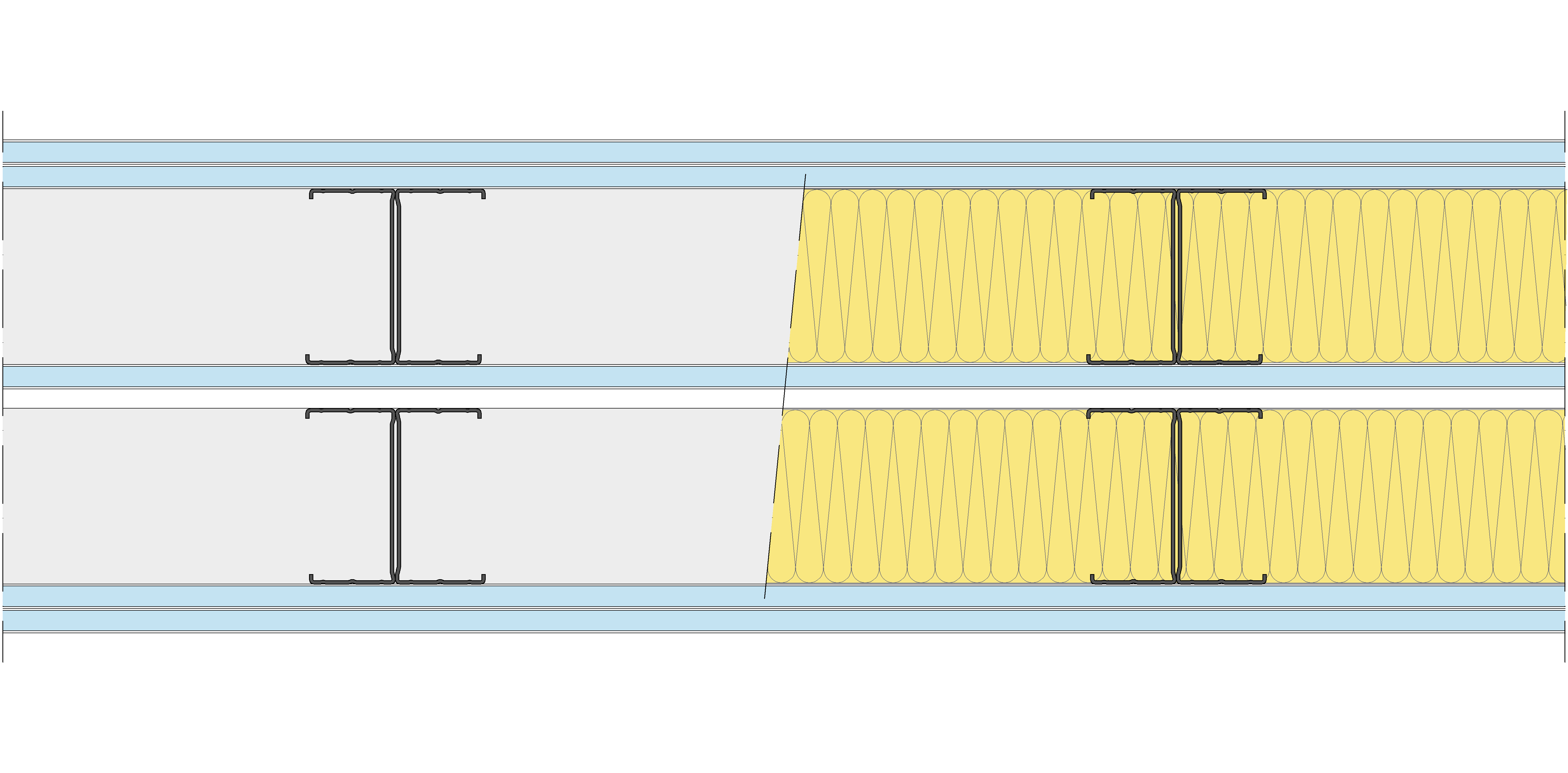 Tabique Pladur® 242,5/400 (90-45H+12,5+e+90-45H) 5OMNIA 2MW Libre