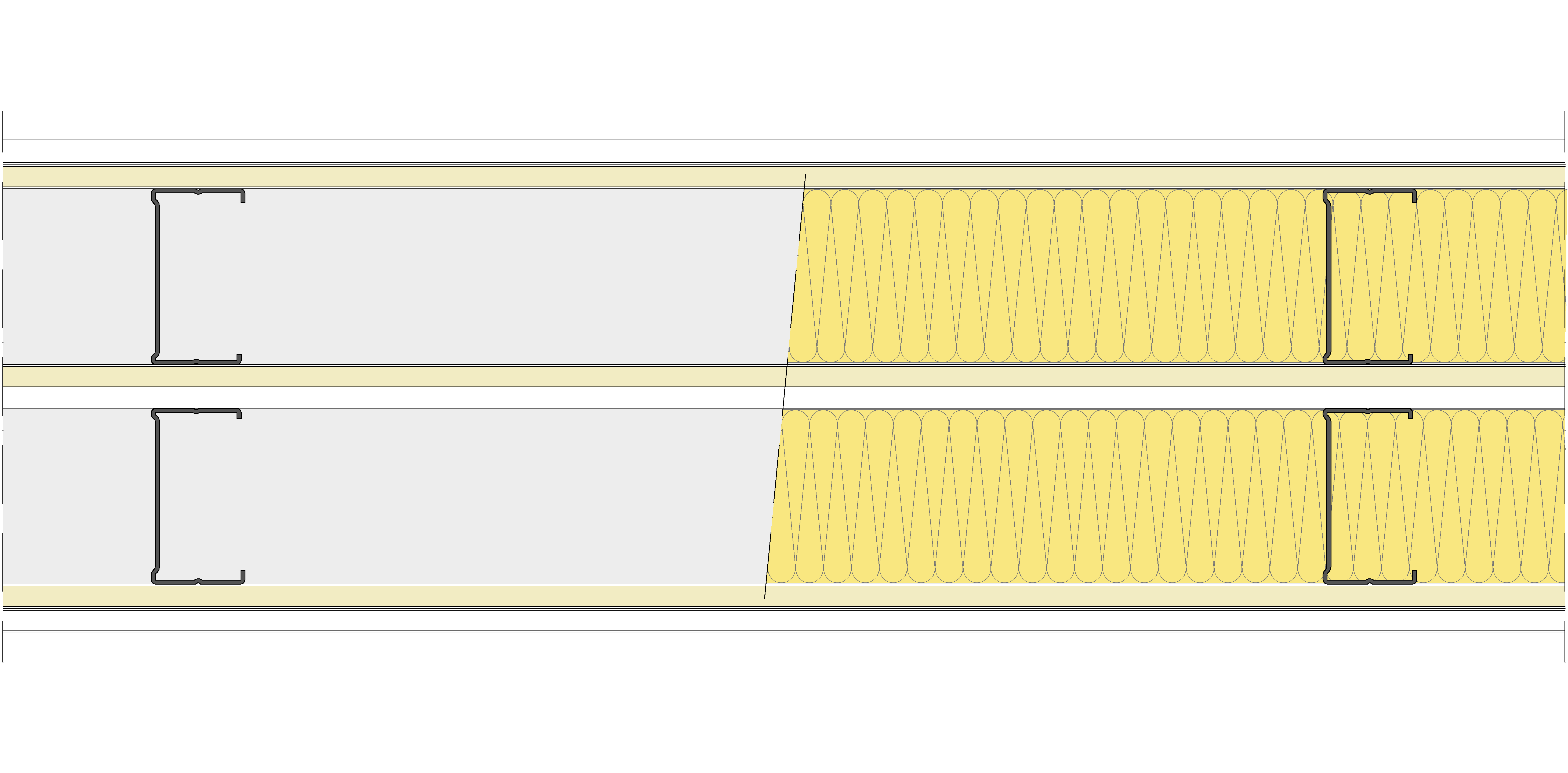 Tabique Pladur® 242,5/600 (90+12,5+e+90) 1N A1-3N-1N A1 2MW Libre