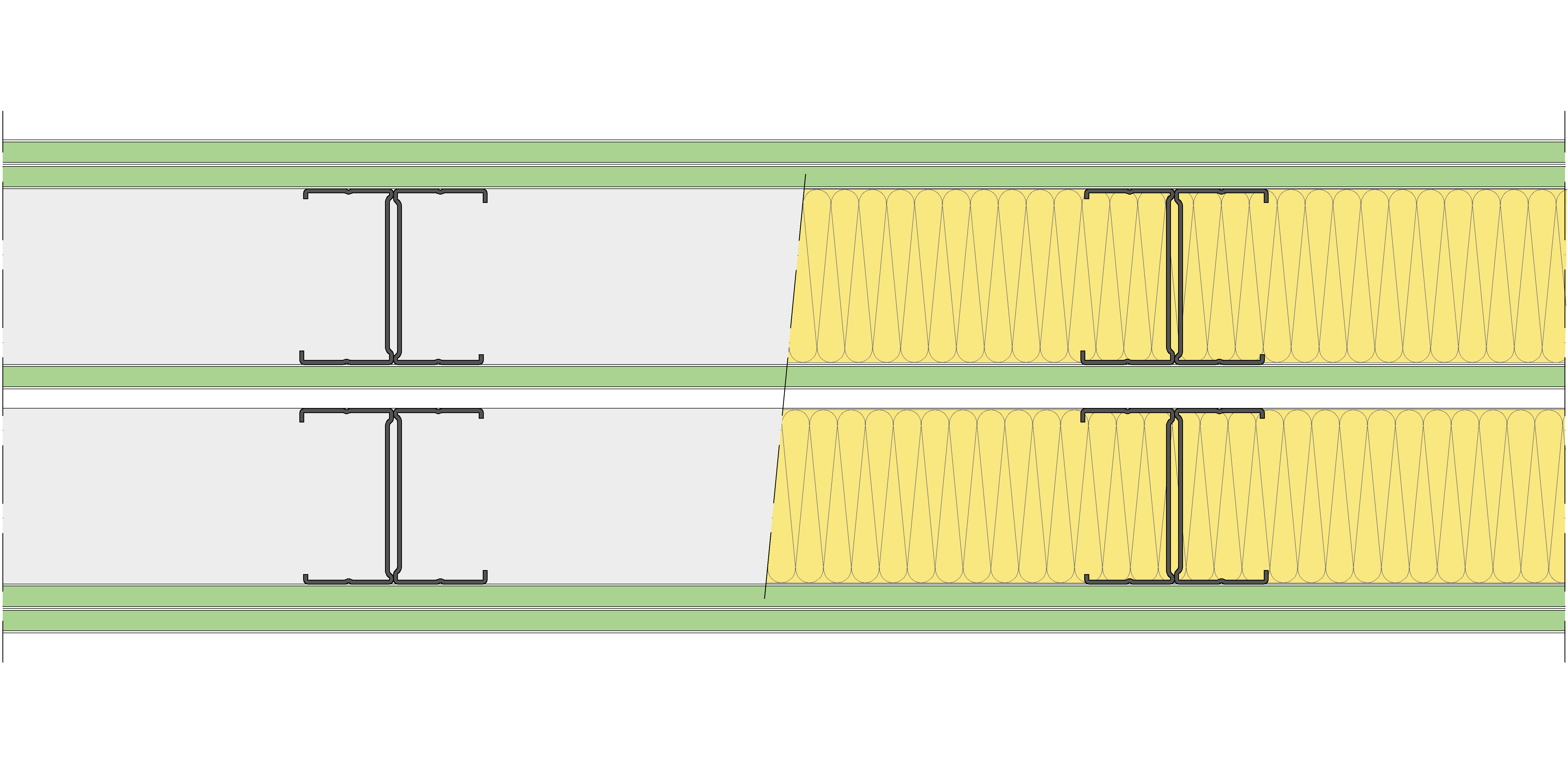 Tabique Pladur® 242,5/400 (90H+12,5+e+90H) 5H1 2MW Libre