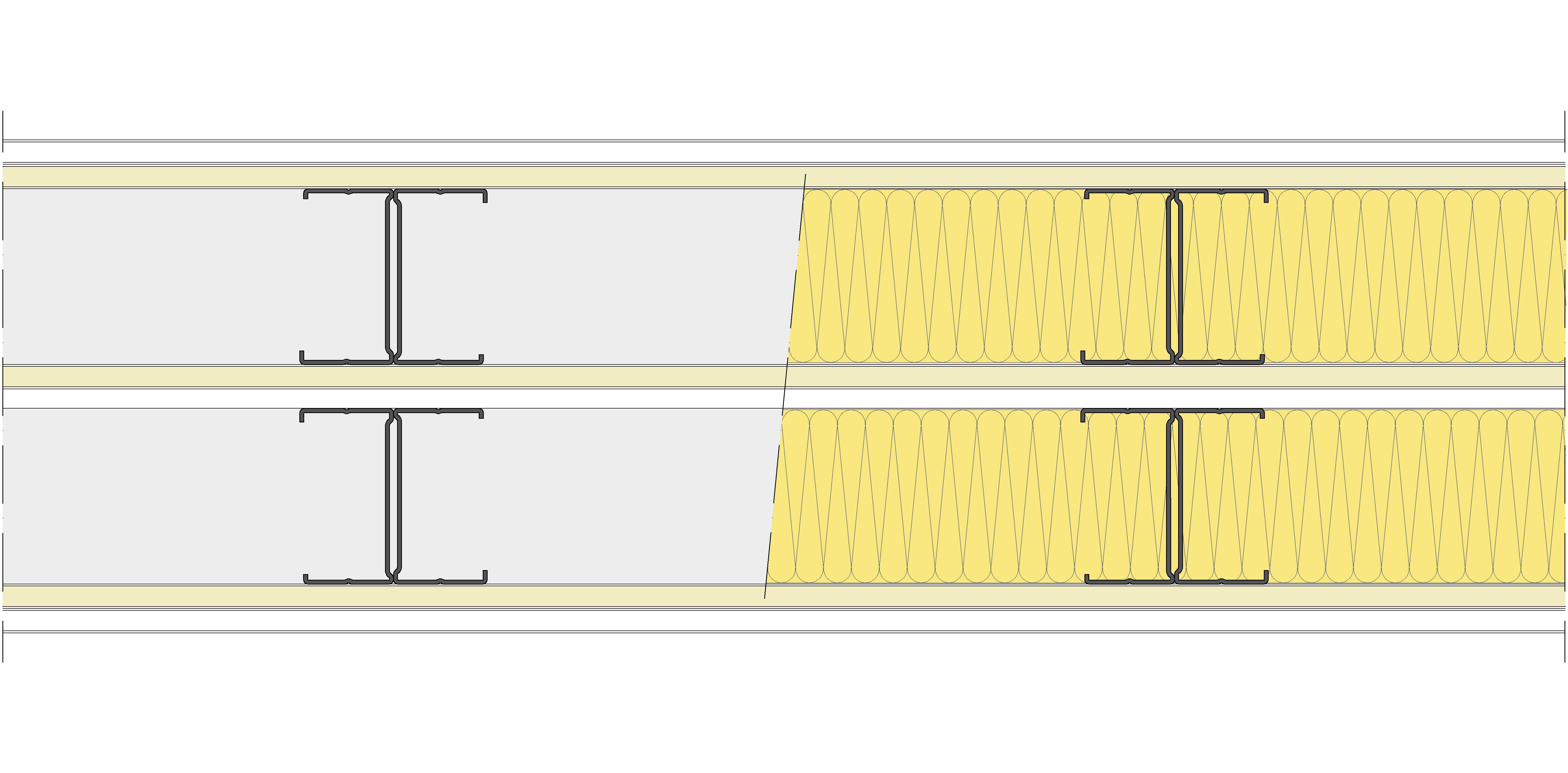 Tabique Pladur® 242,5/400 (90H+12,5+e+90H) 1N A1-3N-1N A1 2MW Libre