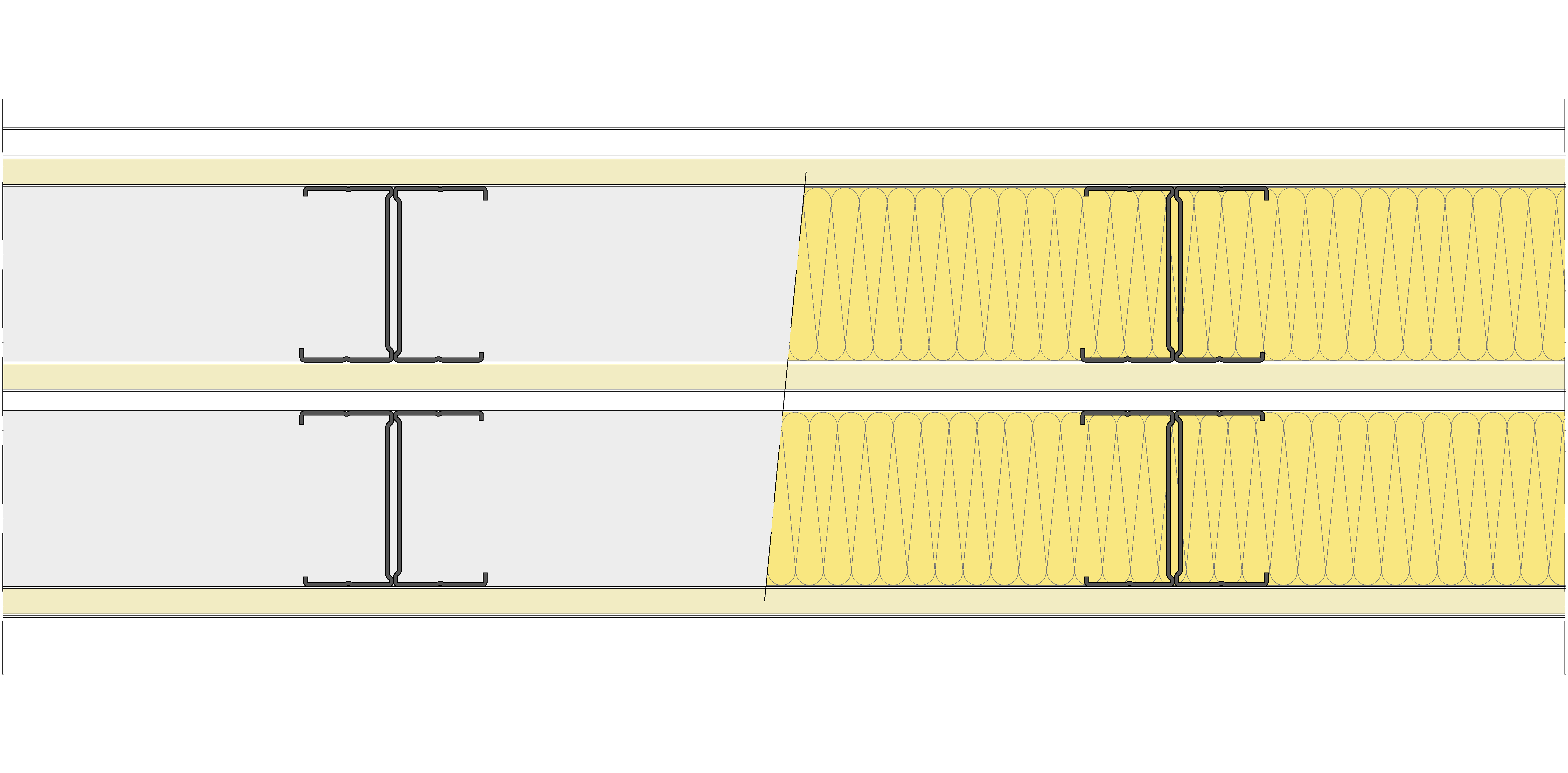 Tabique Pladur® 255/400 (90H+15+e+90H) 1N A1-3N-1N A1 2MW Libre
