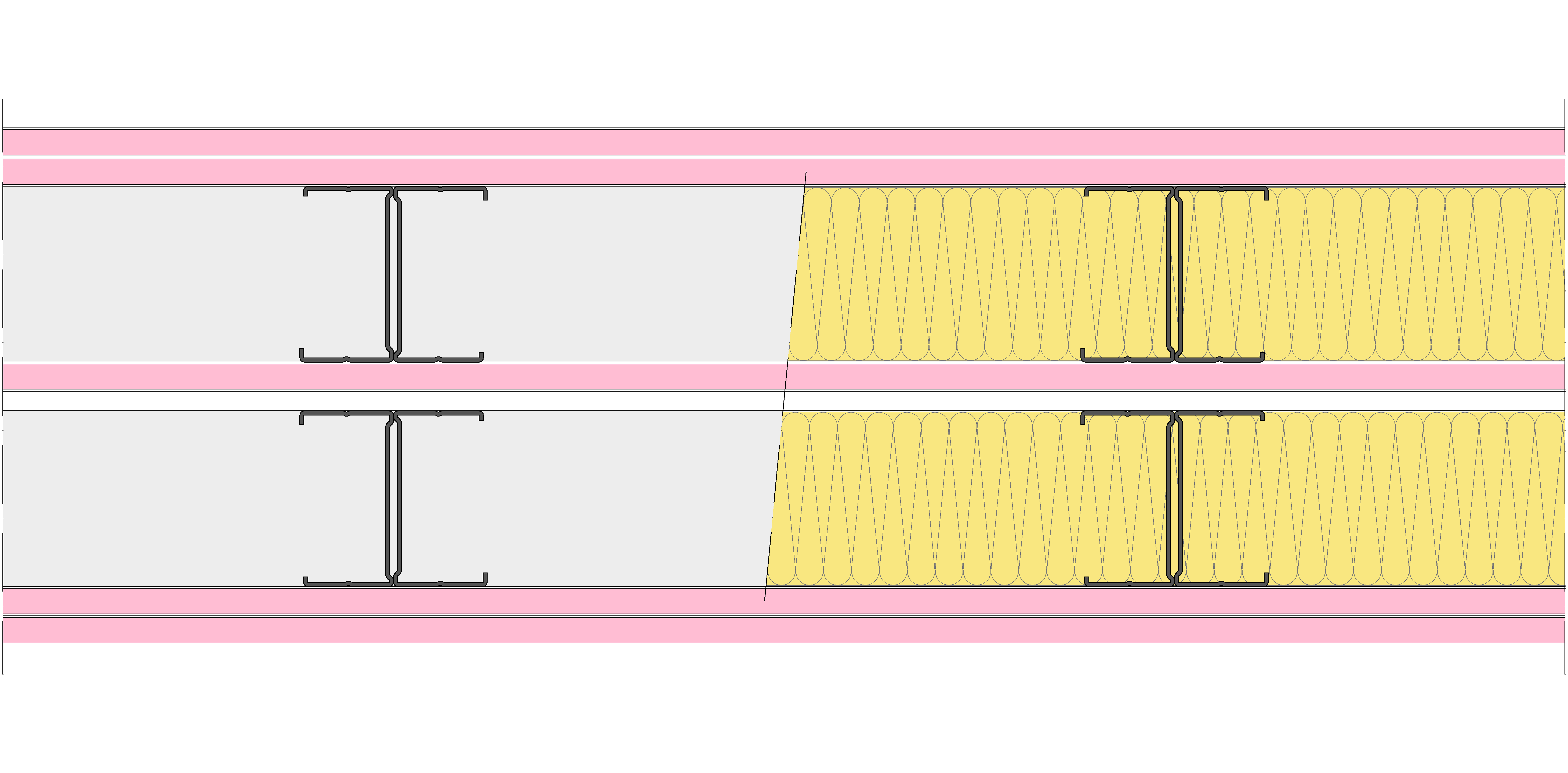 Tabique Pladur® 255/400 (90H+15+e+90H) 5F 2MW Libre