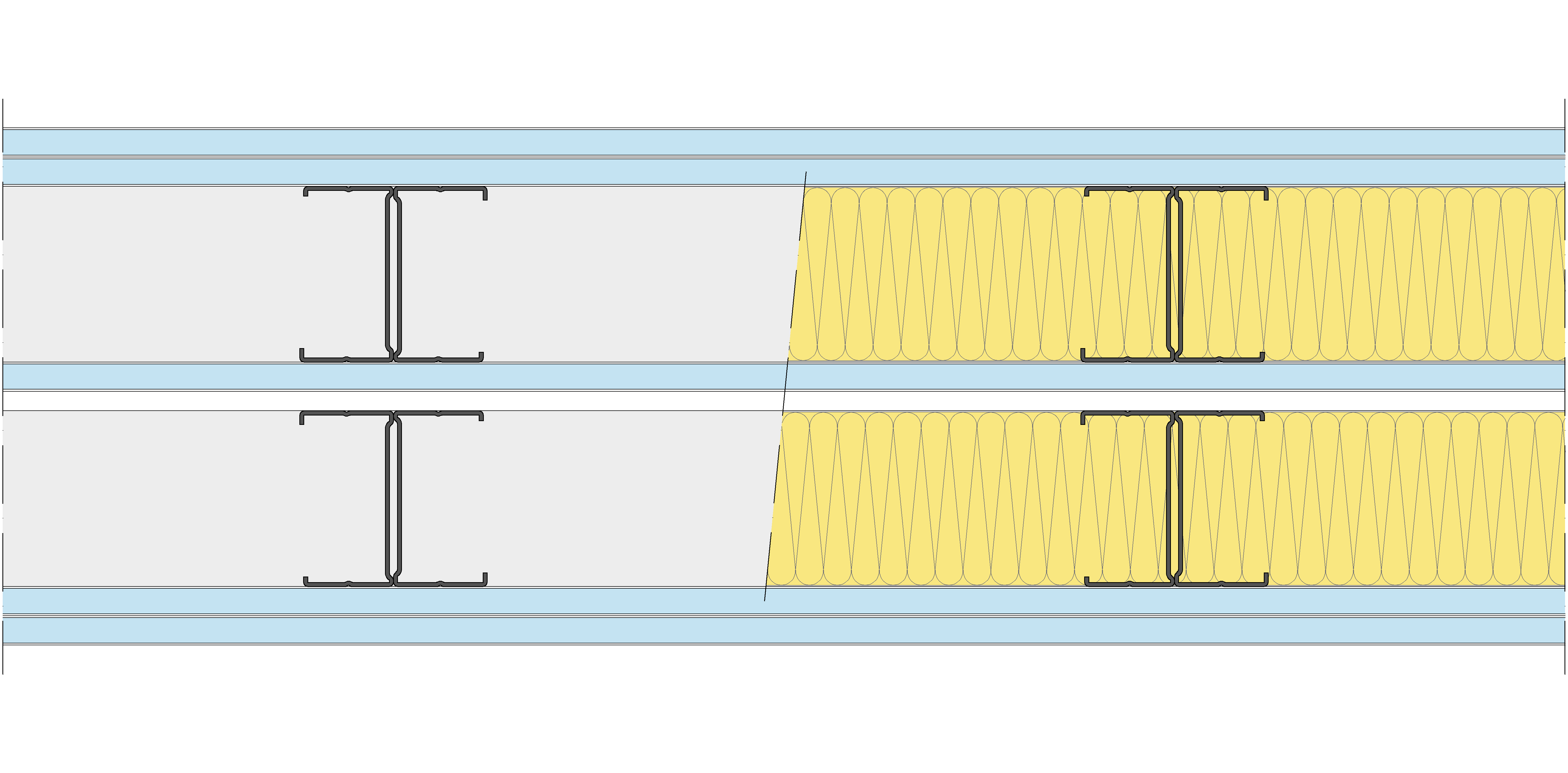 Tabique Pladur® 255/400 (90H+15+e+90H) 5OMNIA 2MW Libre
