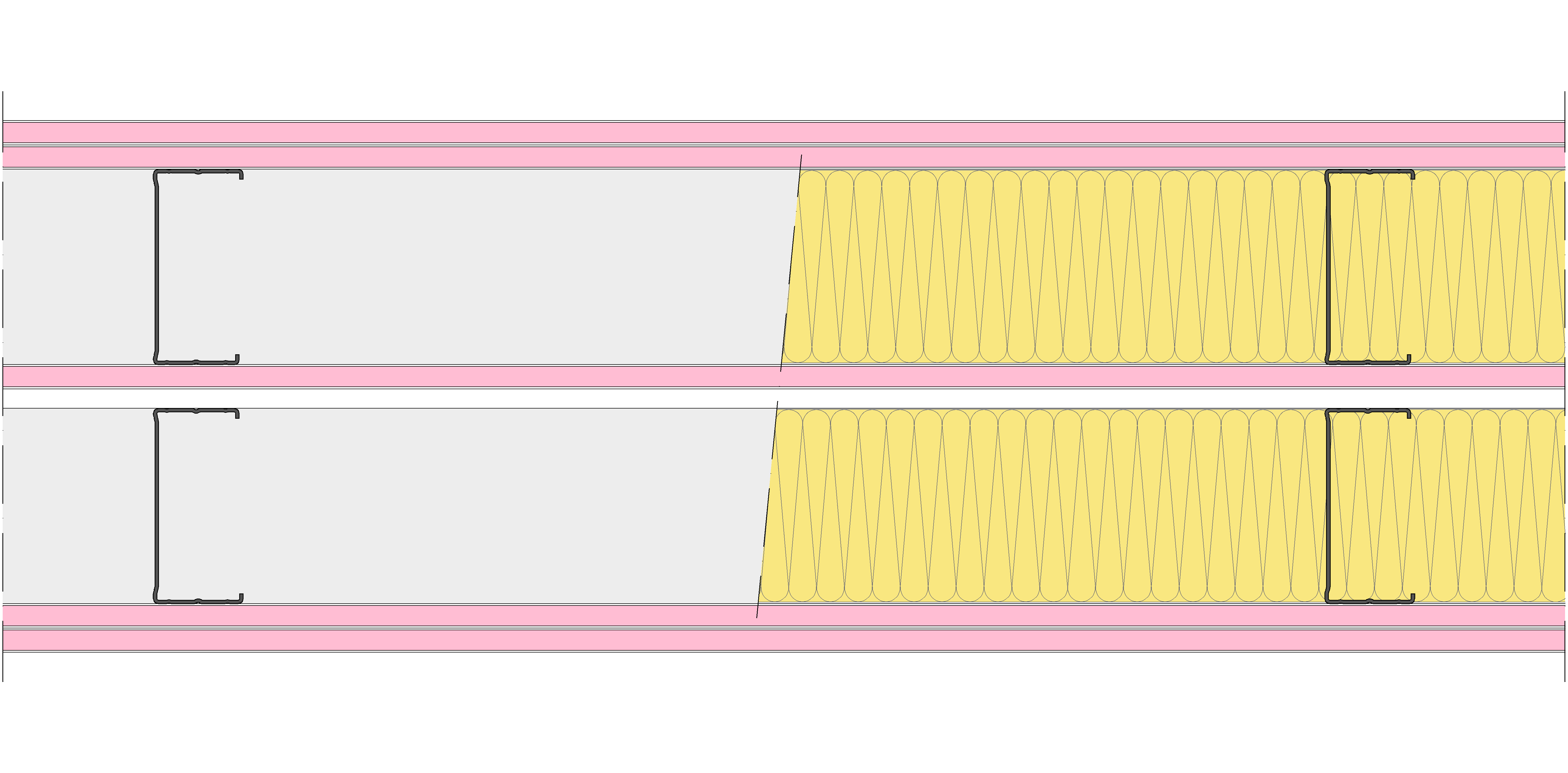 Tabique Pladur® 262,5/600 (100-45+12,5+e+100-45) 5F 2MW Libre