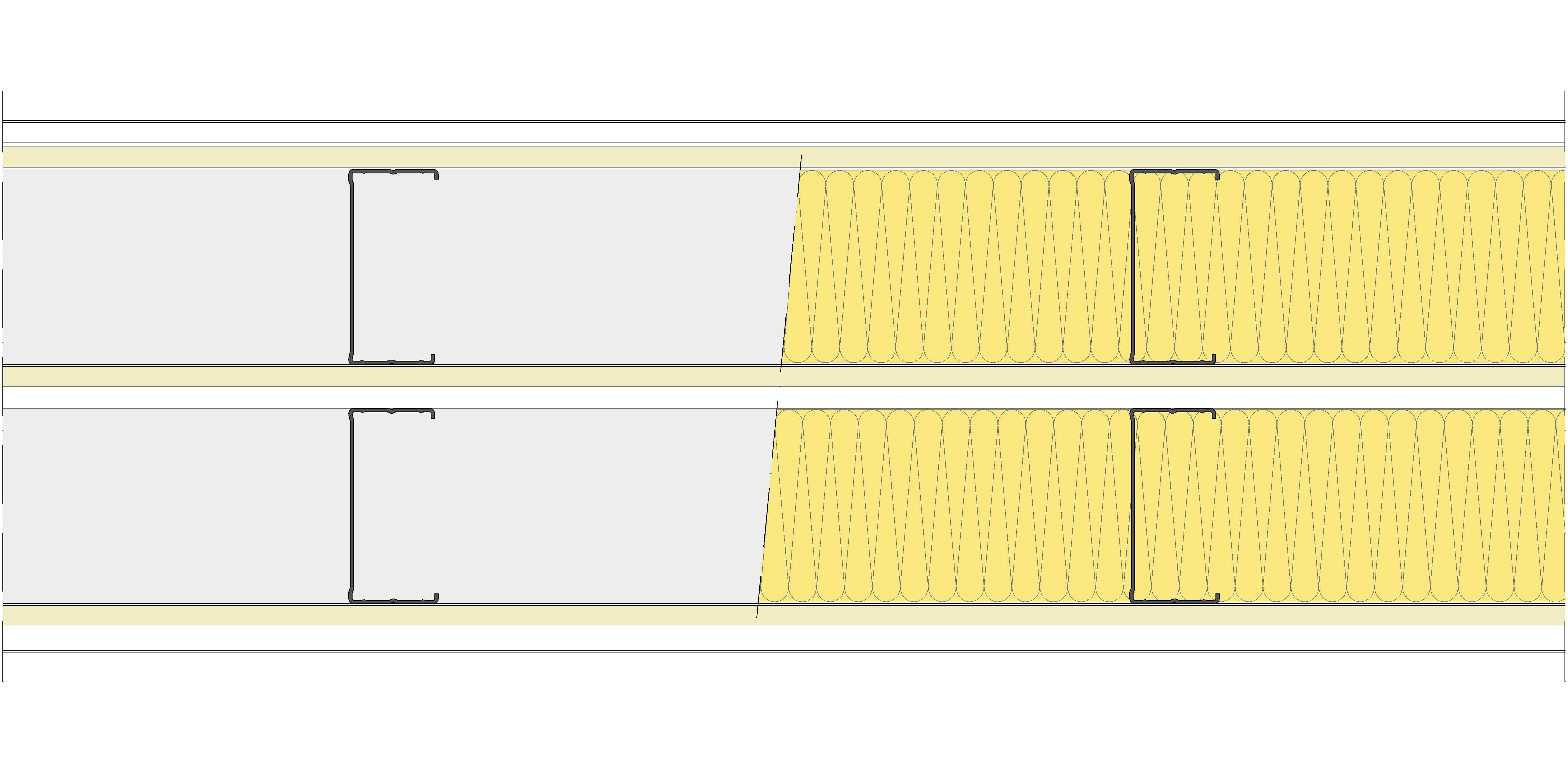 Tabique Pladur® 262,5/400 (100-45+12,5+e+100-45) 1N A1-3N-1N A1 2MW Libre