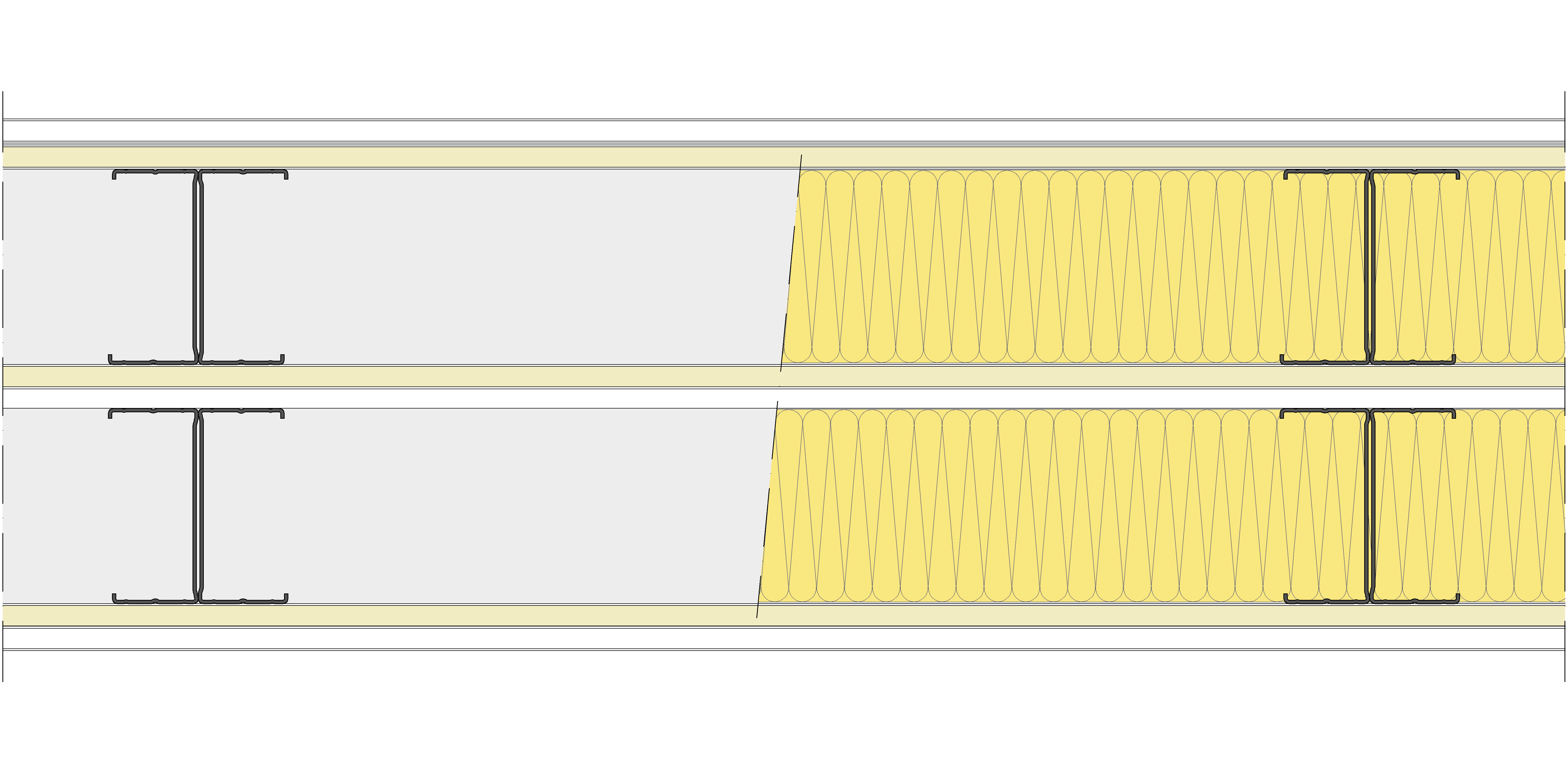 Tabique Pladur® 262,5/600 (100-45H+12,5+e+100-45H) 1N A1-3N-1N A1 2MW Libre