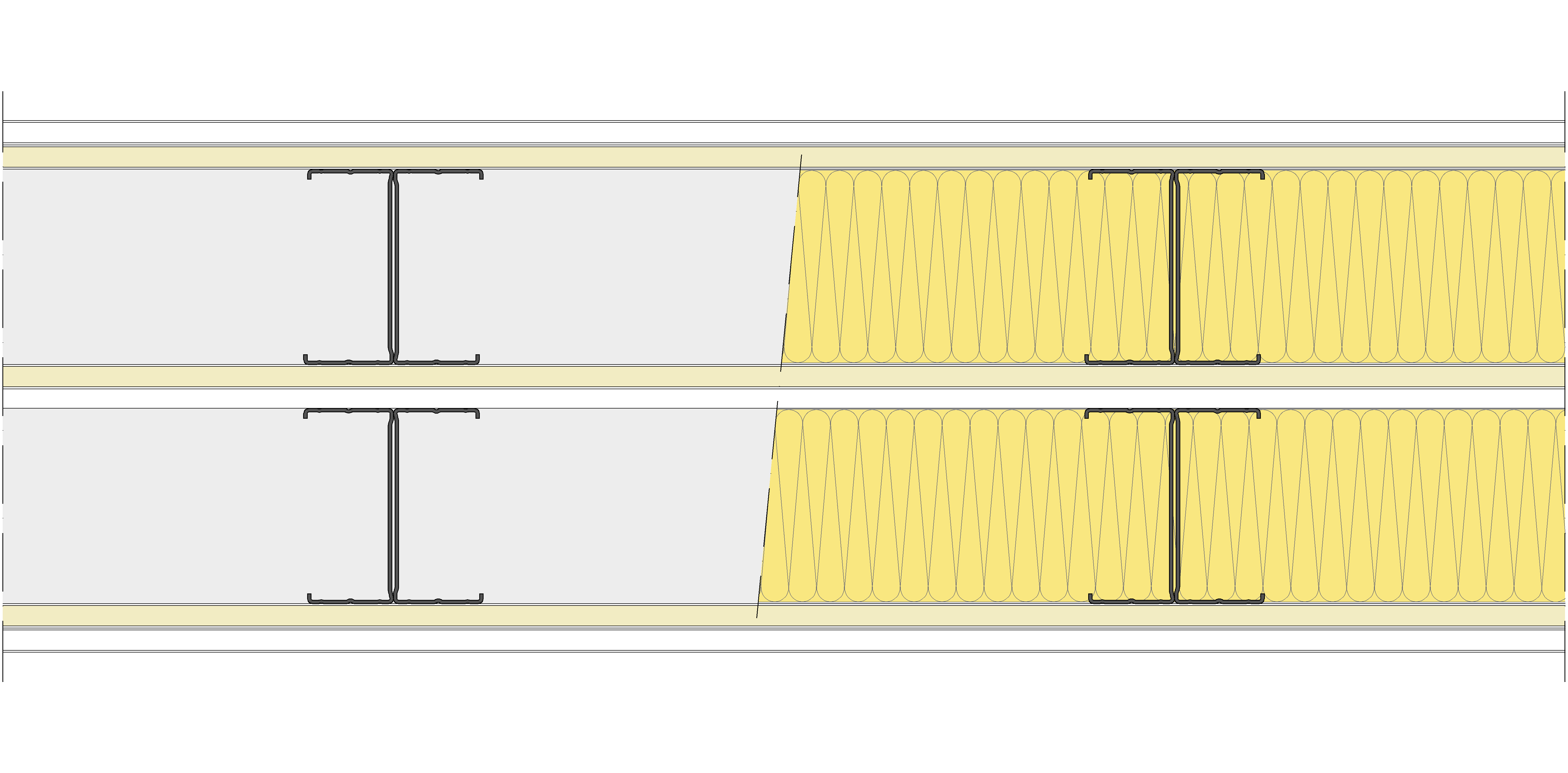 Tabique Pladur® 262,5/400 (100-45H+12,5+e+100-45H) 1N A1-3N-1N A1 2MW Libre