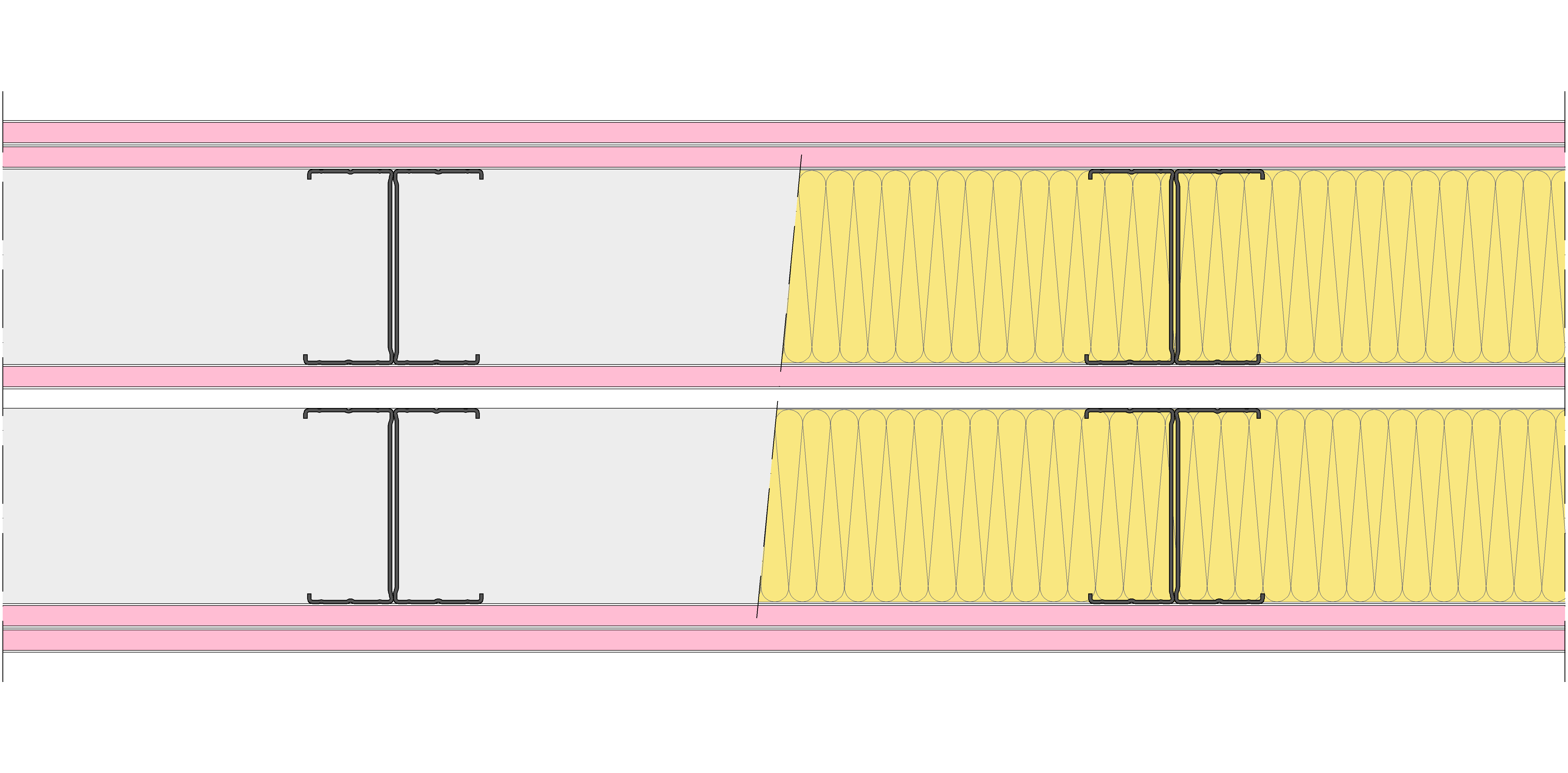 Tabique Pladur® 262,5/400 (100-45H+12,5+e+100-45H) 5F 2MW Libre