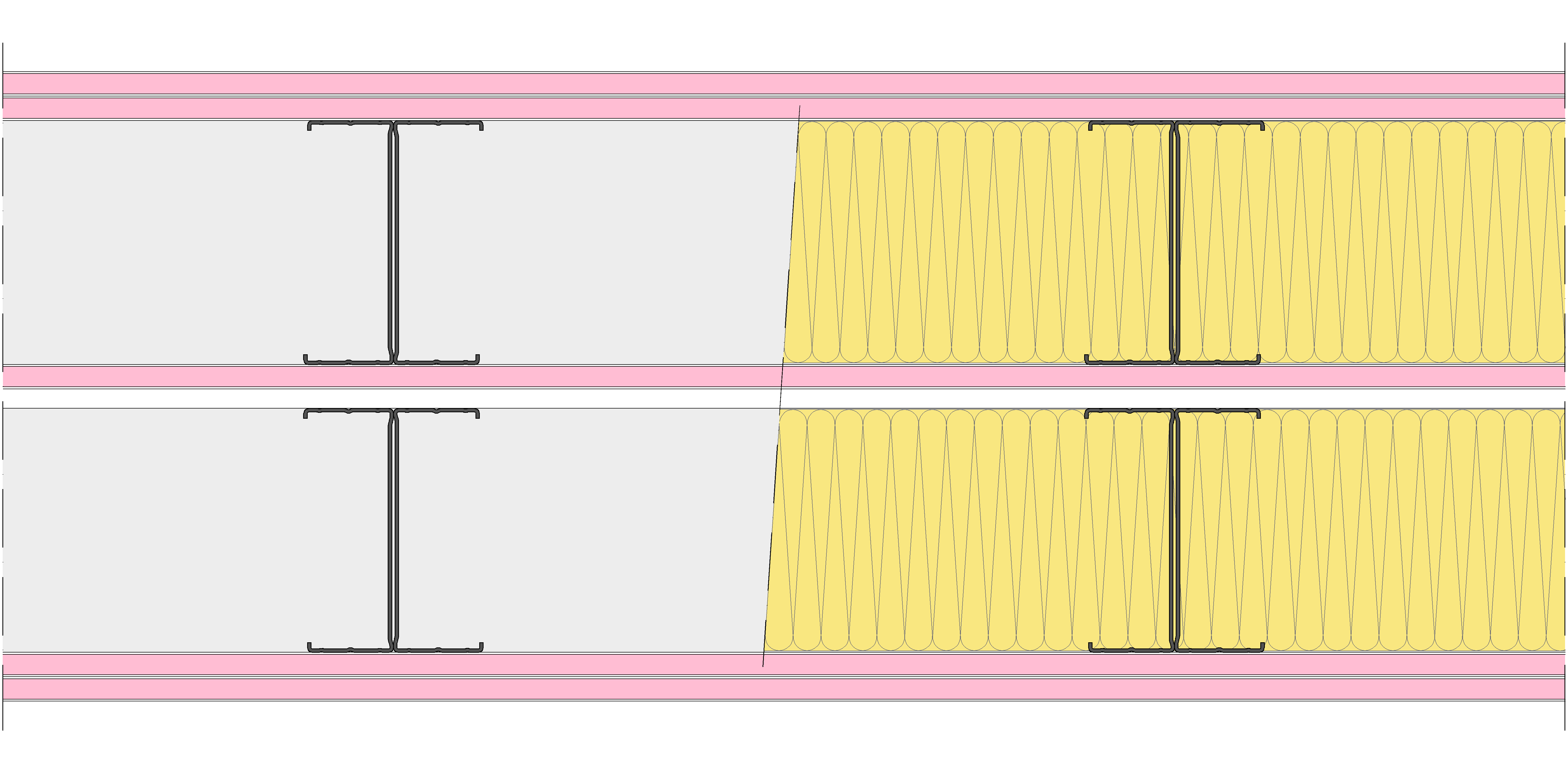 Tabique Pladur® 312,5/400 (125-45H+12,5+e+125-45H) 5F 2MW Libre