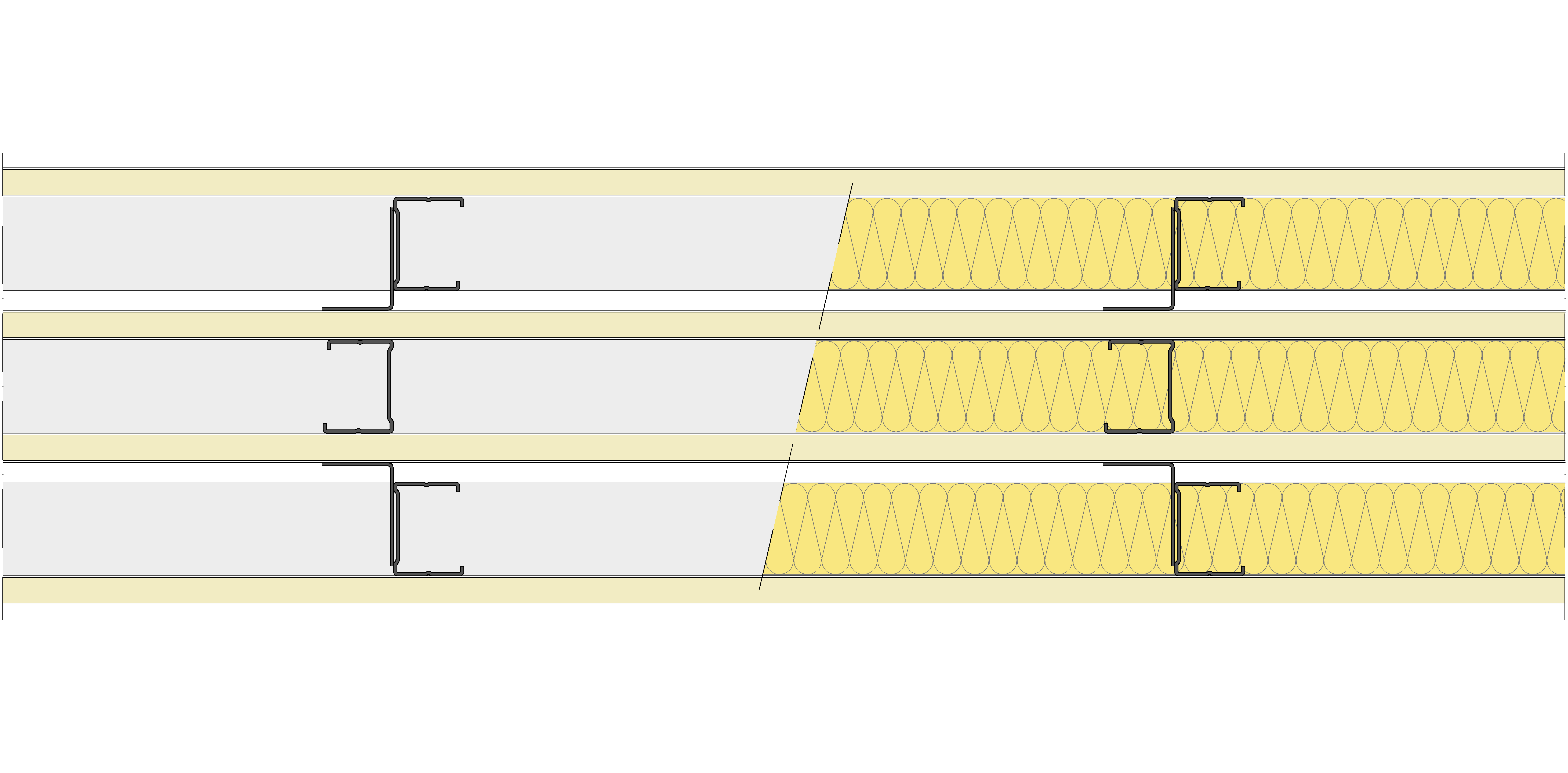 Tabique Pladur® mixto: TR 63/400 (48-35) 1N MW + TB 78/400 (48-35) 2N MW + TR 63/400 (48-35) 1N MW Arriost.