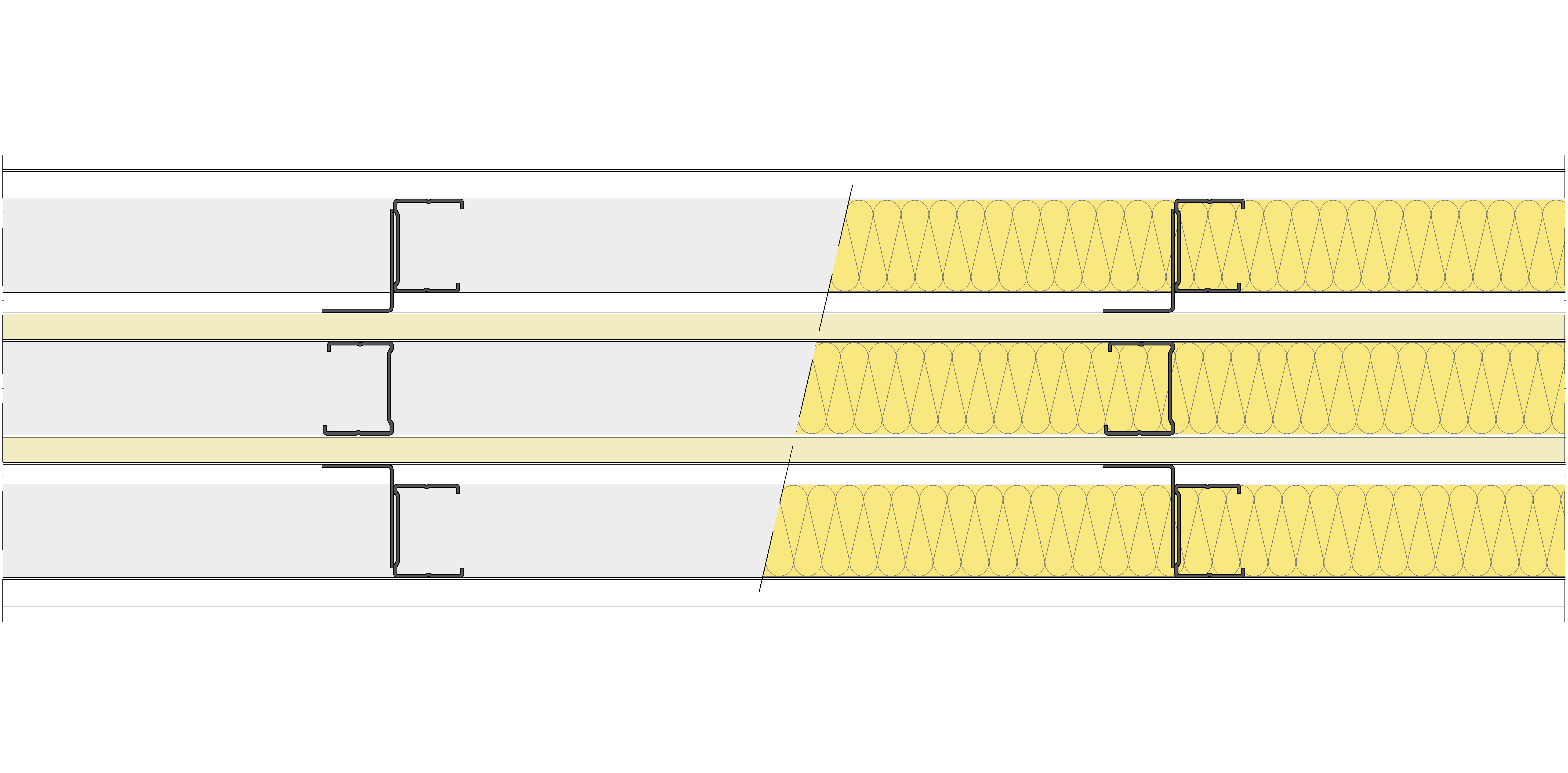 Tabique Pladur® mixto: TR 63/400 (48-35) 1N A1 MW + TB 78/400 (48-35) 2N MW + TR 63/400 (48-35) 1N A1 MW Arriost.