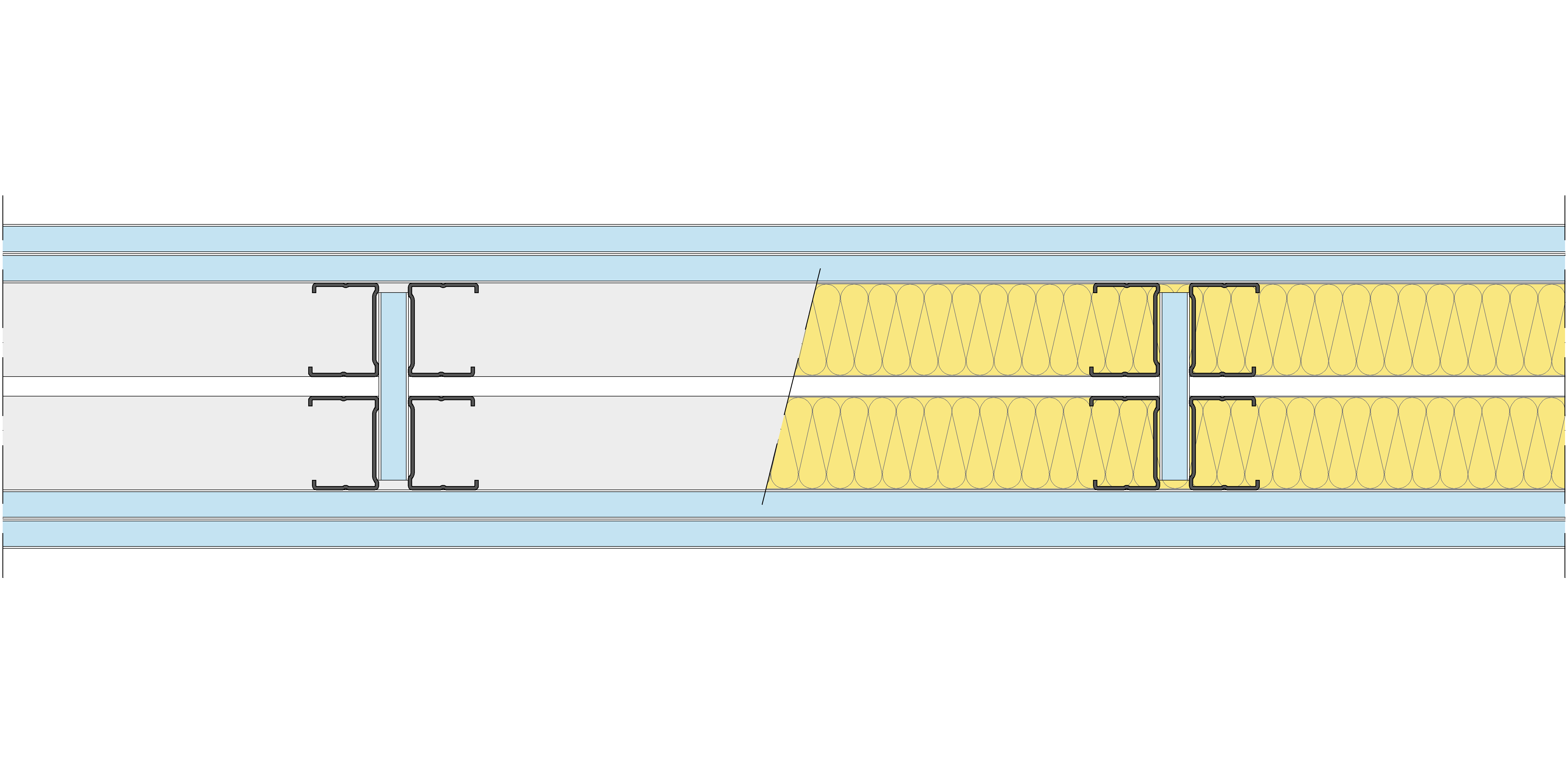 Tabique Pladur® 156/400 (48-35H+e+48-35H) 4OMNIA 2MW Arriostrado