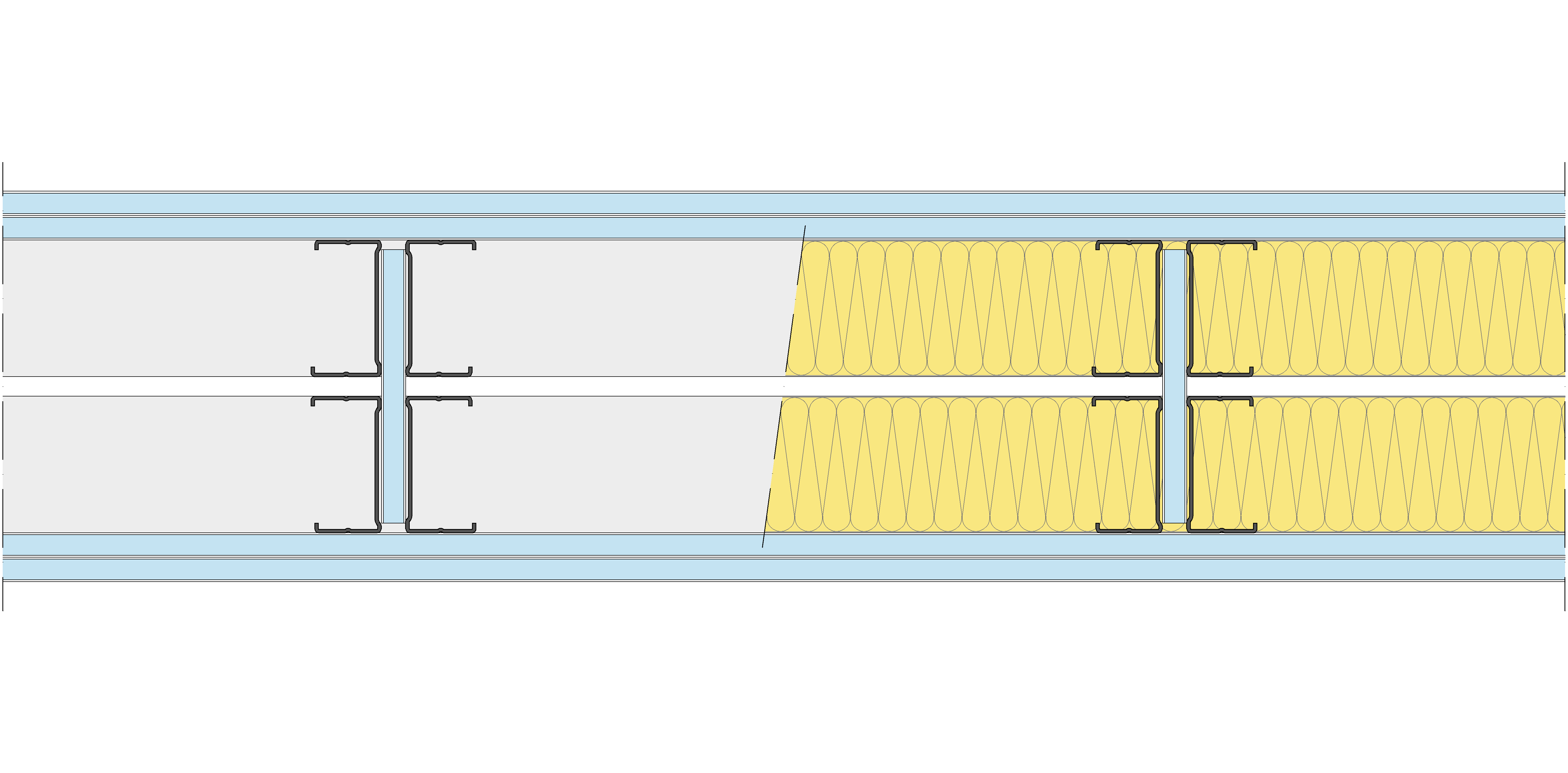 Tabique Pladur® 190/400 (70-35H+e+70-35H) 4OMNIA 2MW Arriostrado