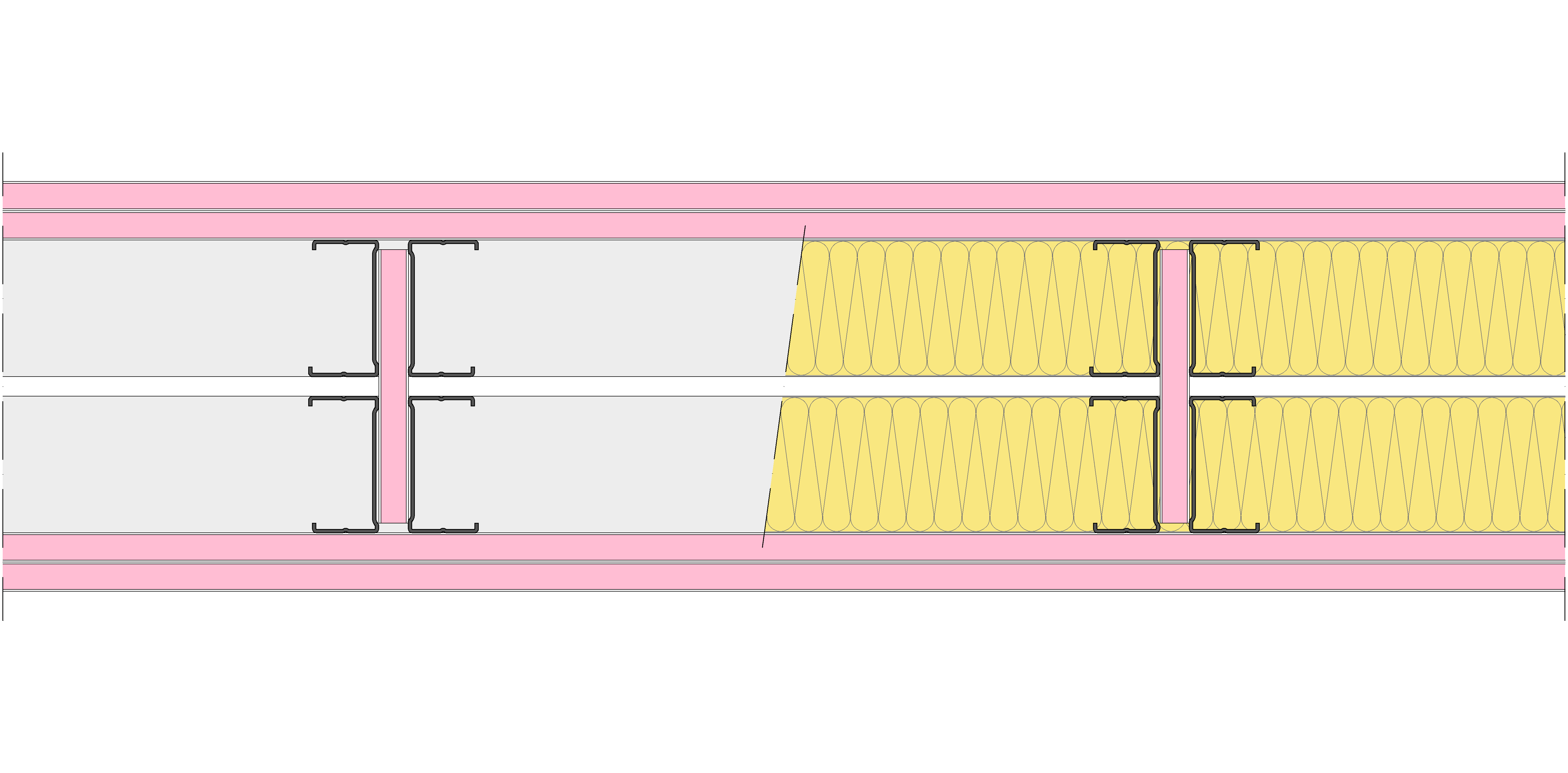 Tabique Pladur® 200/400 (70-35H+e+70-35H) 4F 2MW Arriostrado