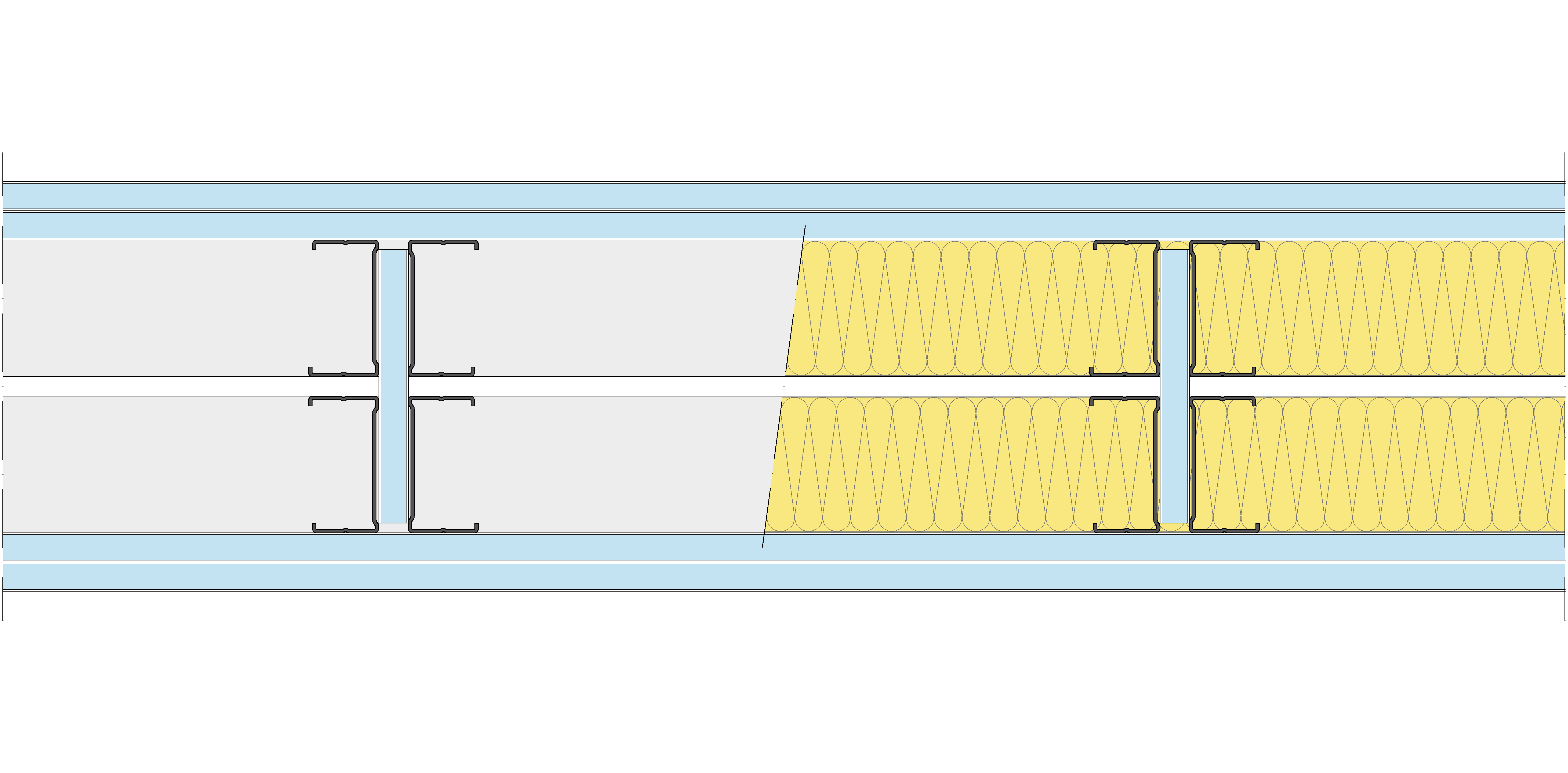 Tabique Pladur® 200/400 (70-35H+e+70-35H) 4OMNIA 2MW Arriostrado