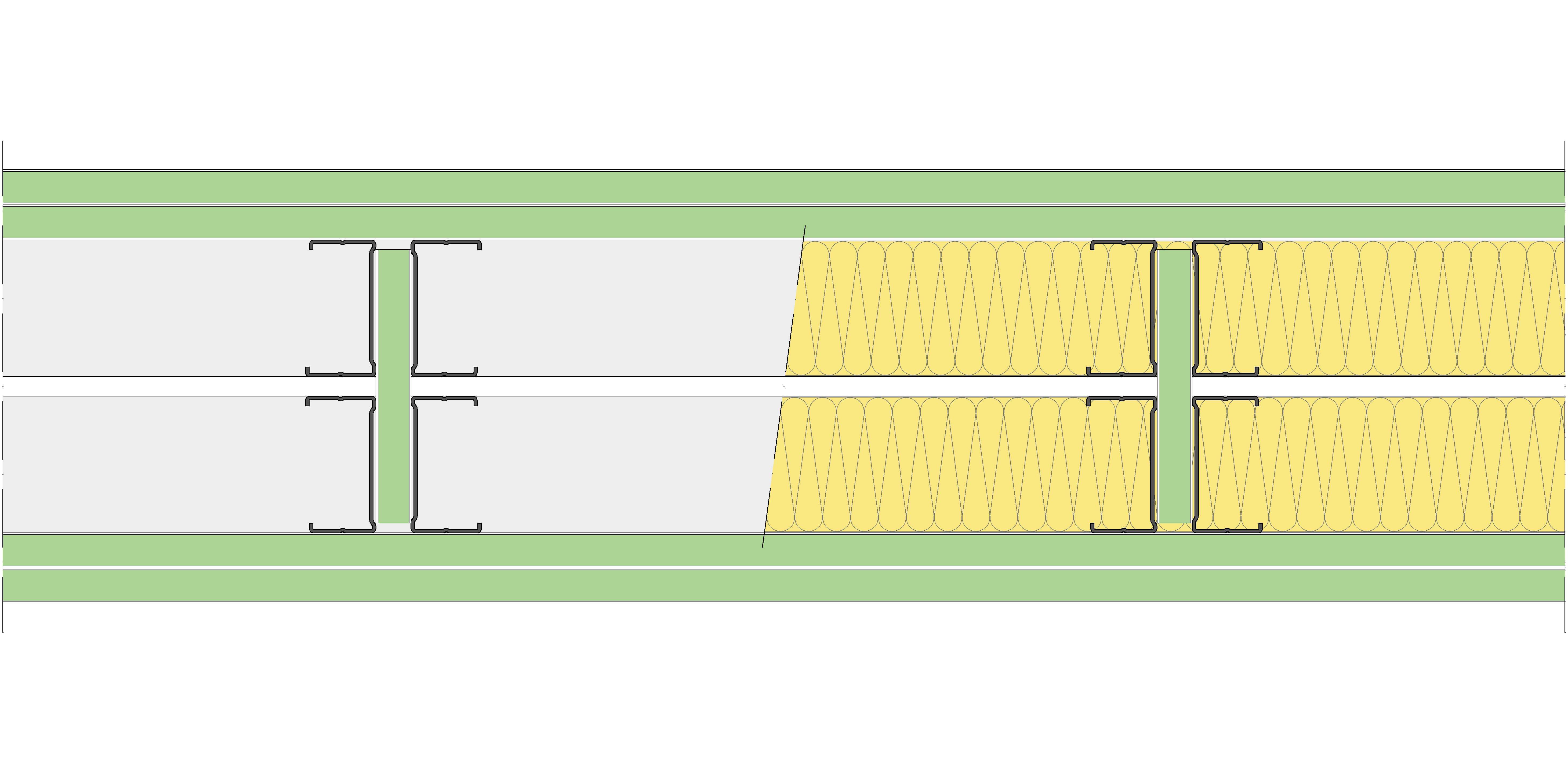 Tabique Pladur® 212/400 (70-35H+e+70-35H) 4H1 2MW Arriostrado