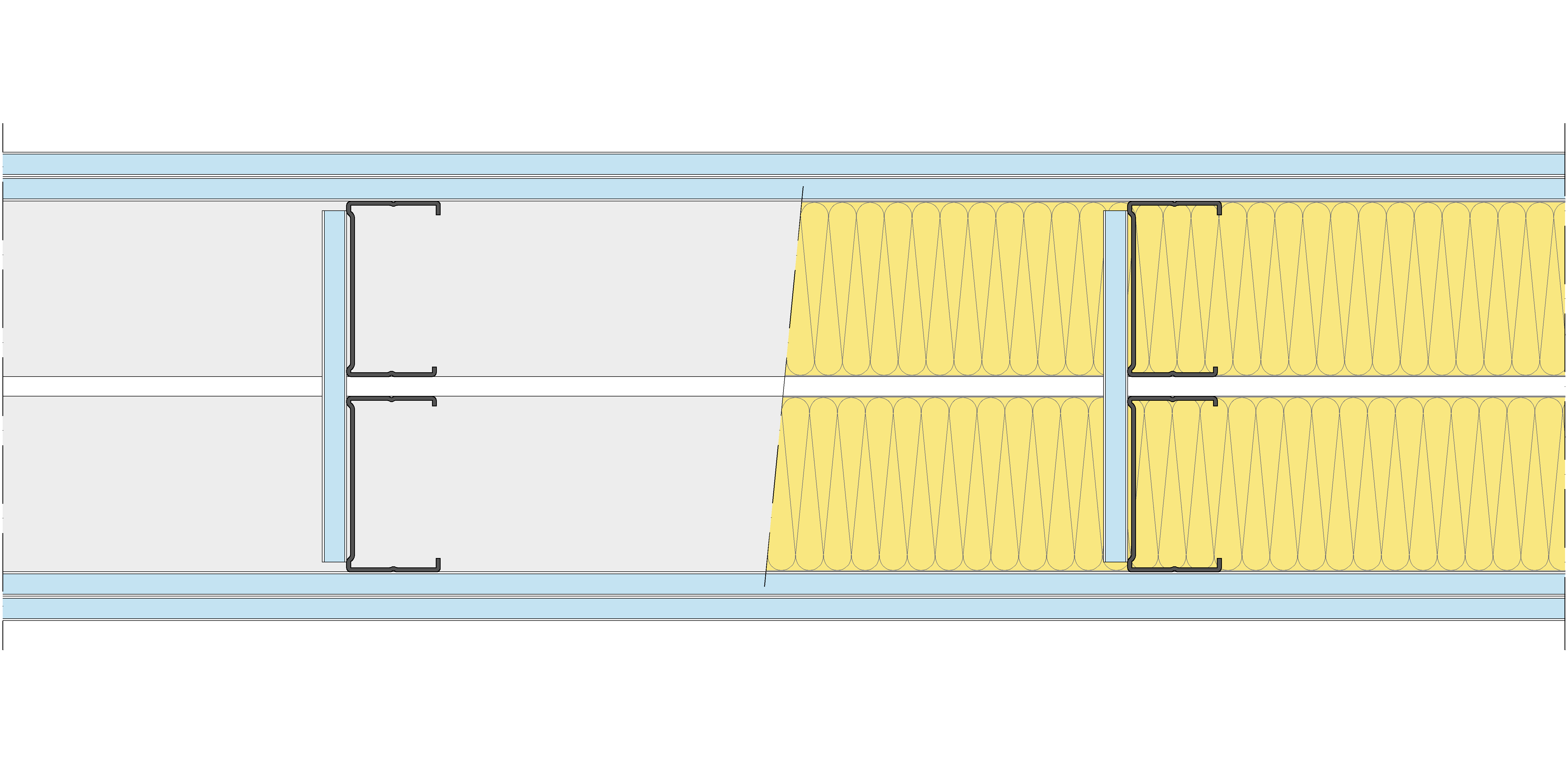 Tabique Pladur® 230/400 (90+e+90) 4OMNIA 2MW Arriostrado