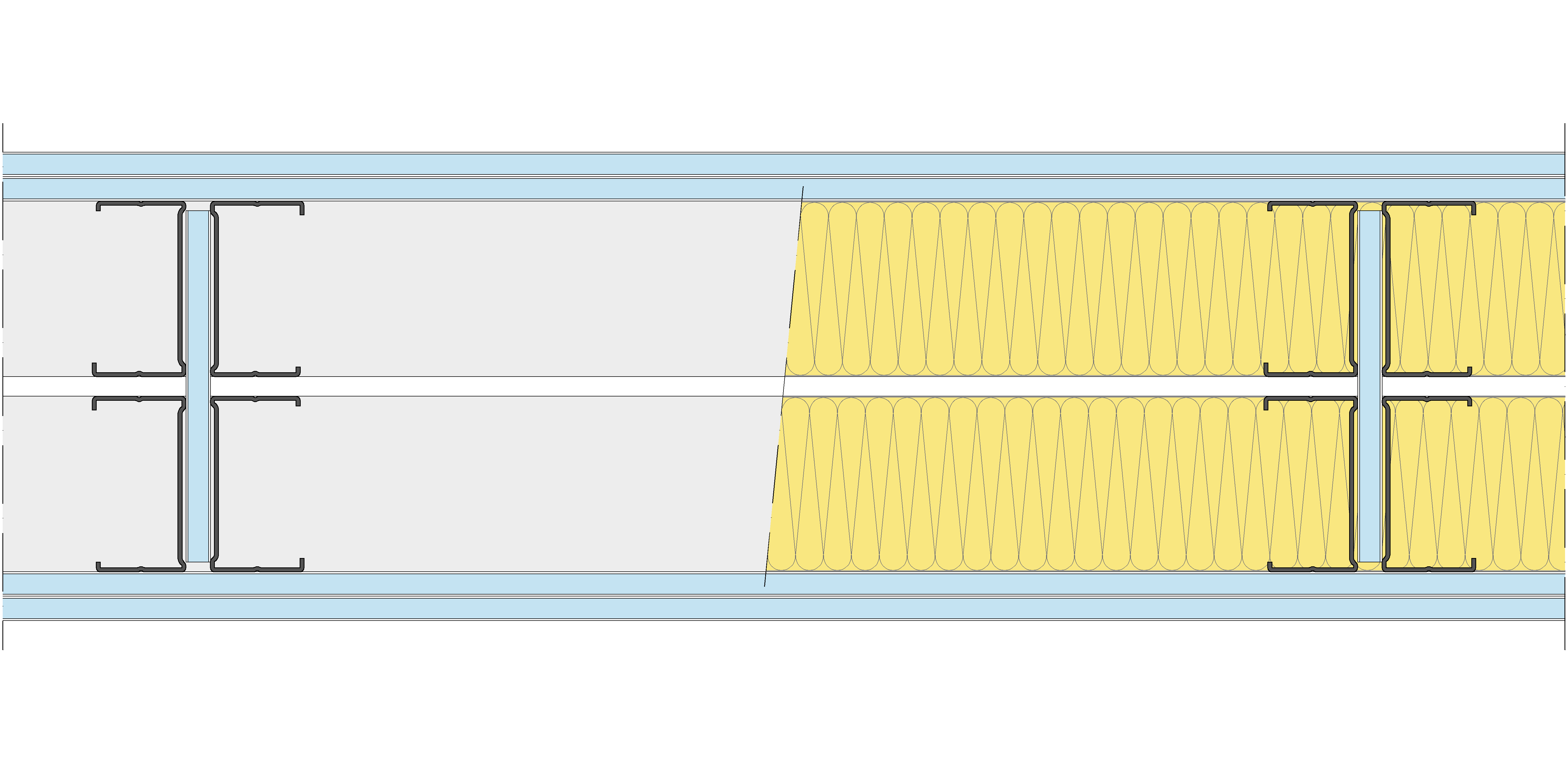 Tabique Pladur® 230/600 (90H+e+90H) 4OMNIA 2MW Arriostrado