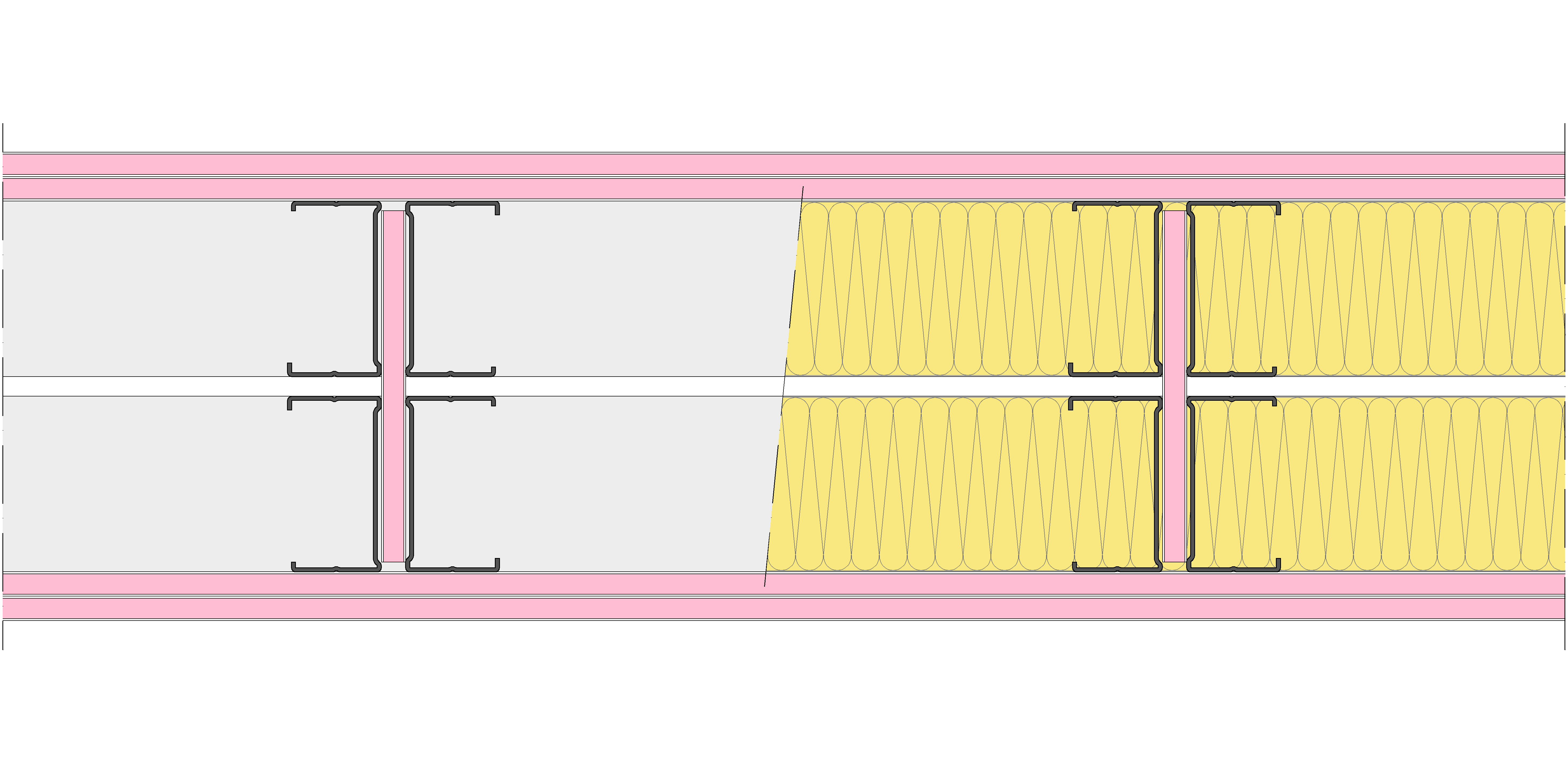 Tabique Pladur® 230/400 (90H+e+90H) 4F 2MW Arriostrado