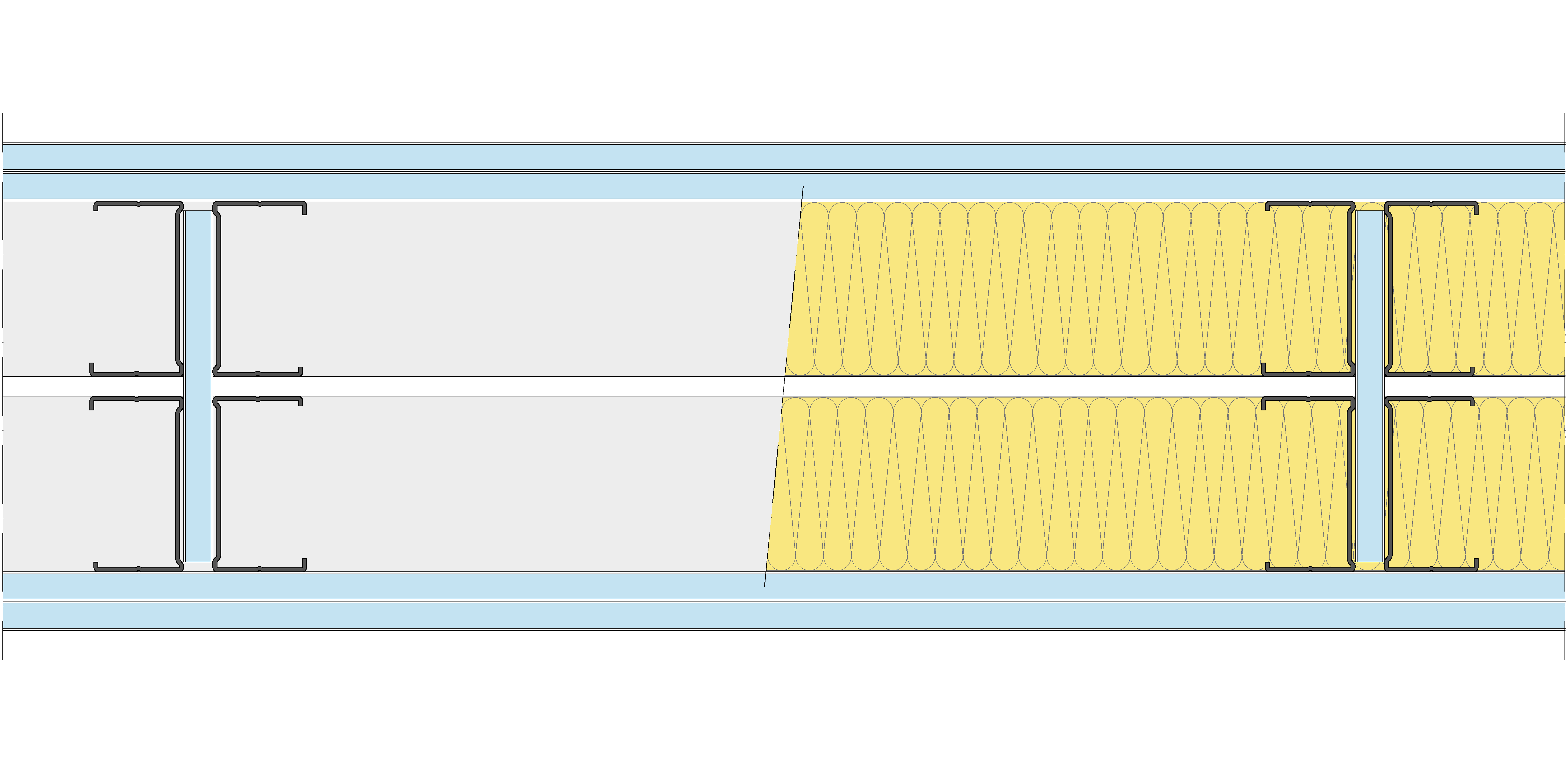 Tabique Pladur® 240/600 (90H+e+90H) 4OMNIA 2MW Arriostrado