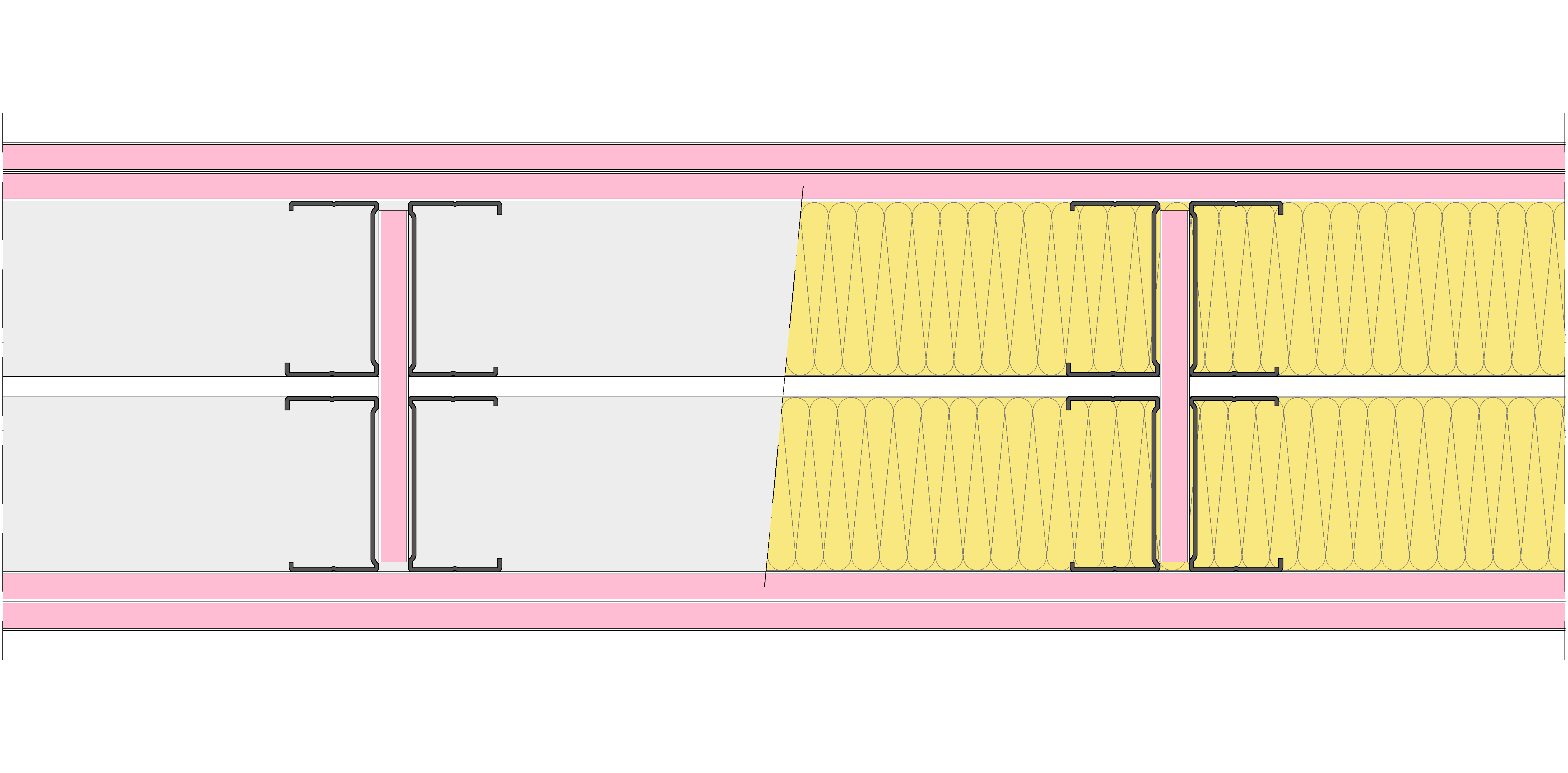 Tabique Pladur® 240/400 (90H+e+90H) 4F 2MW Arriostrado