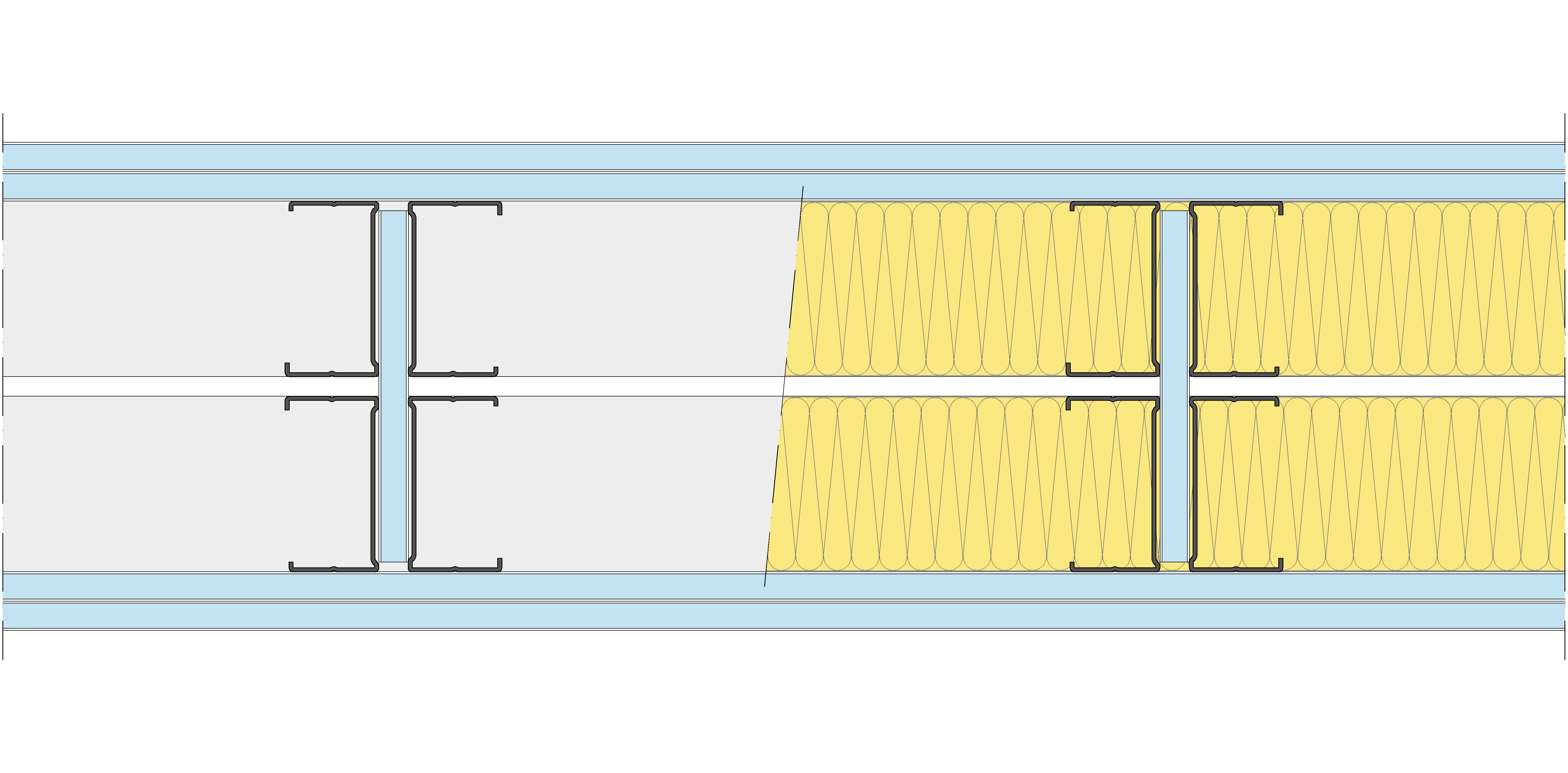 Tabique Pladur® 240/400 (90H+e+90H) 4OMNIA 2MW Arriostrado