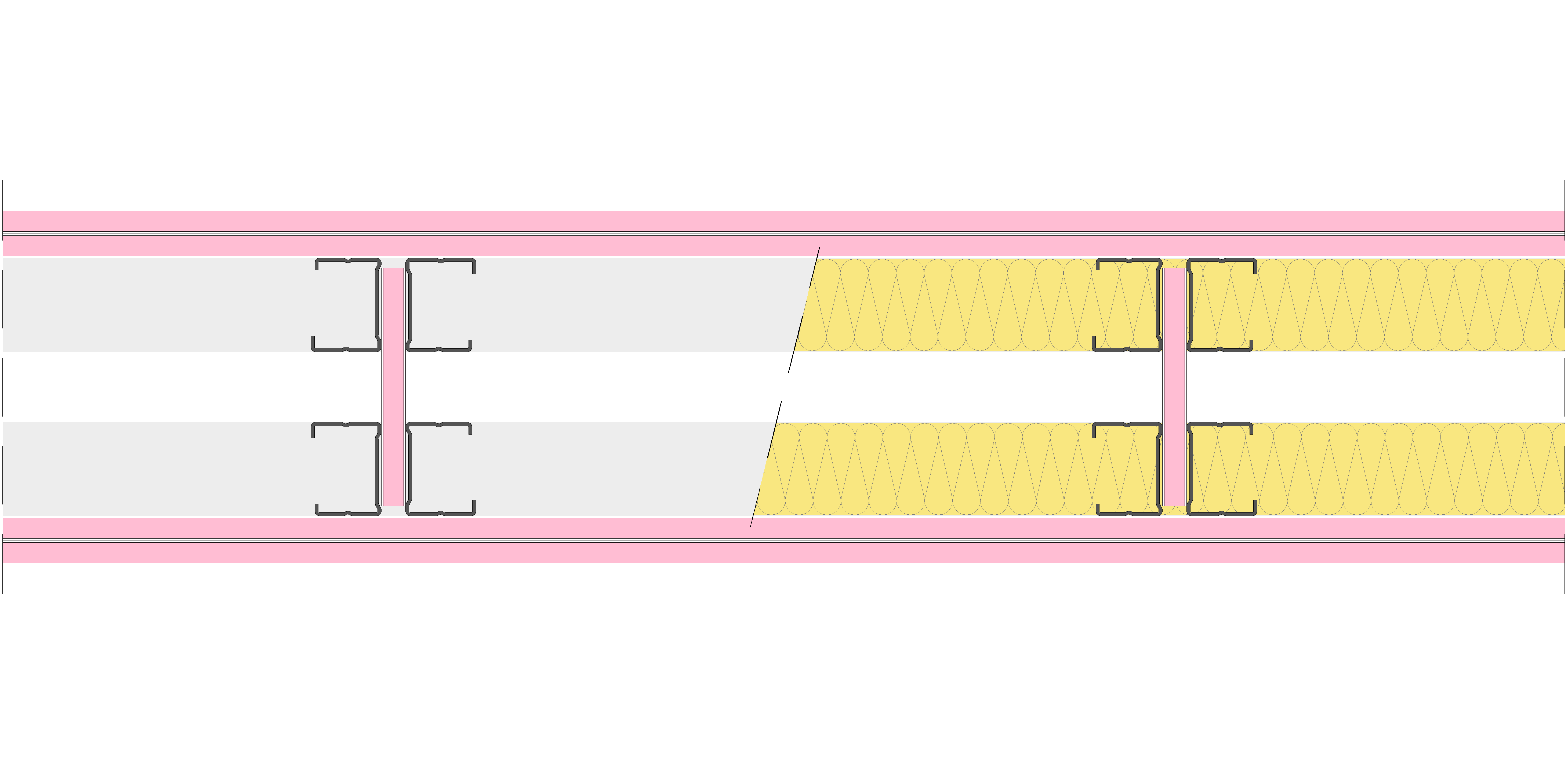 Tabique Pladur® 146/400 (48-35H+(e=134)+48-35H) 4F 2MW Arriostrado