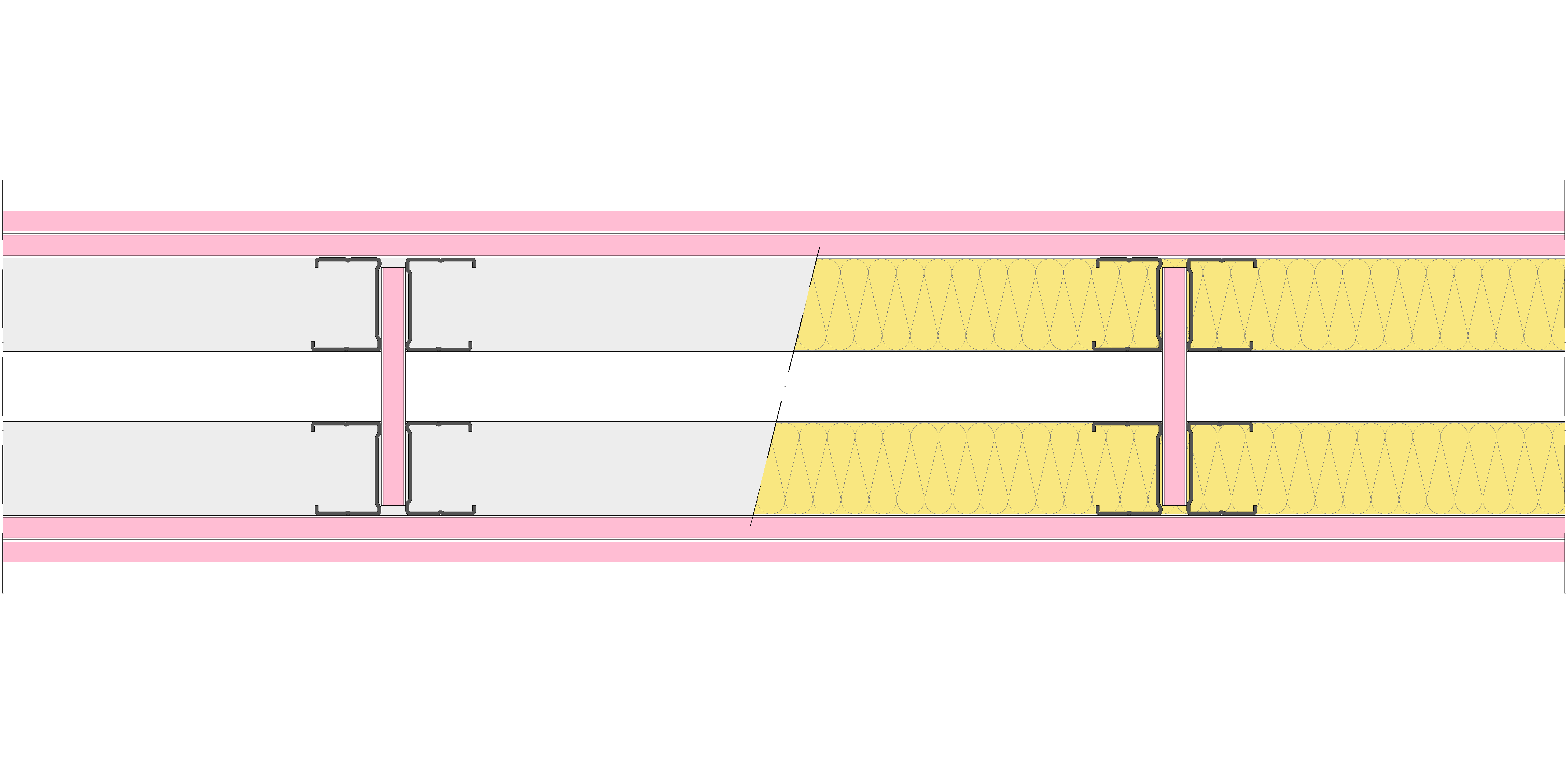 Tabique Pladur® 146/400 (48-35H+(e=54)+48-35H) 4F 2MW Arriostrado