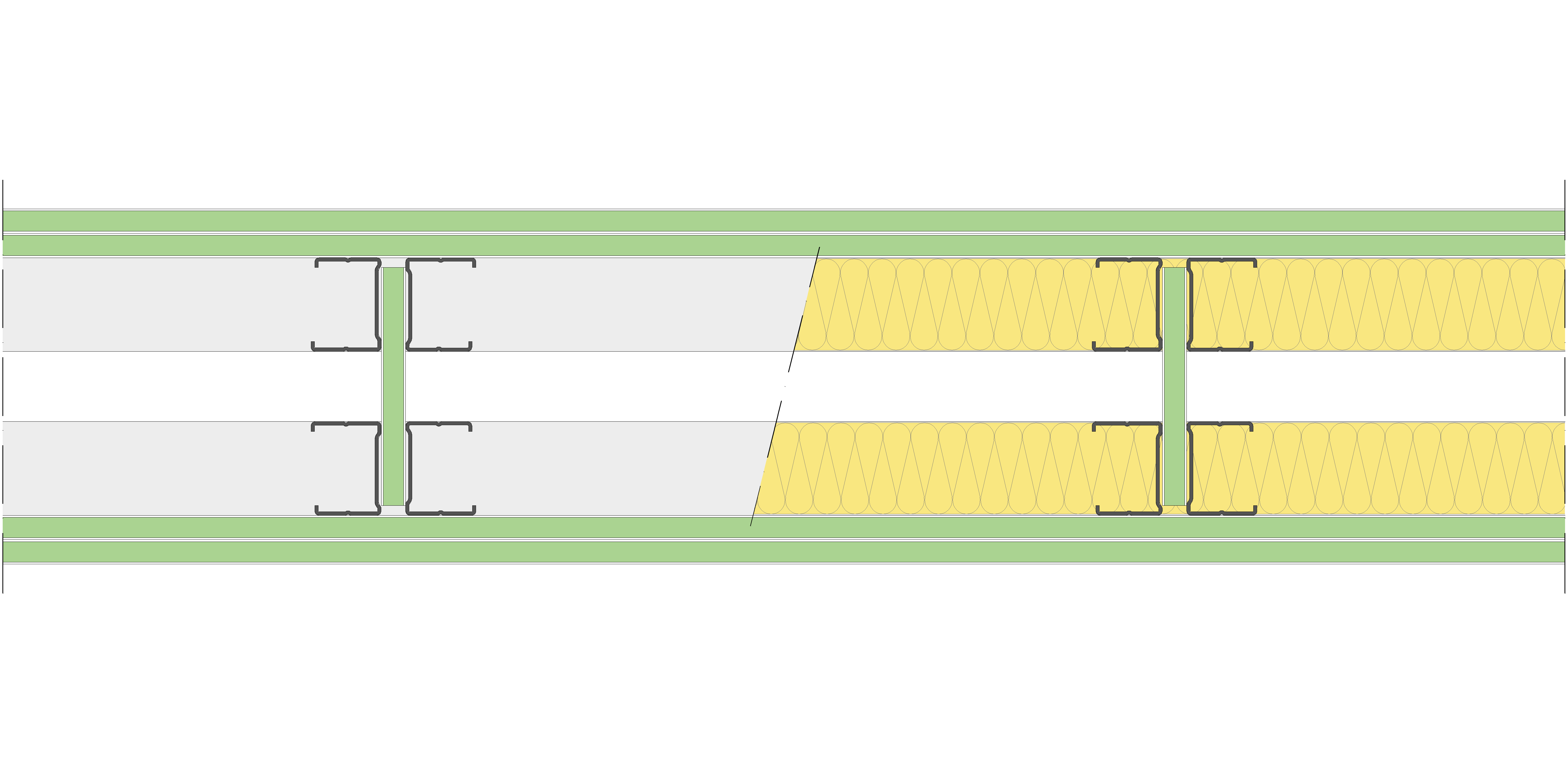 Tabique Pladur® 146/400 (48-35H+(e=154)+48-35H) 4H1 2MW Arriostrado