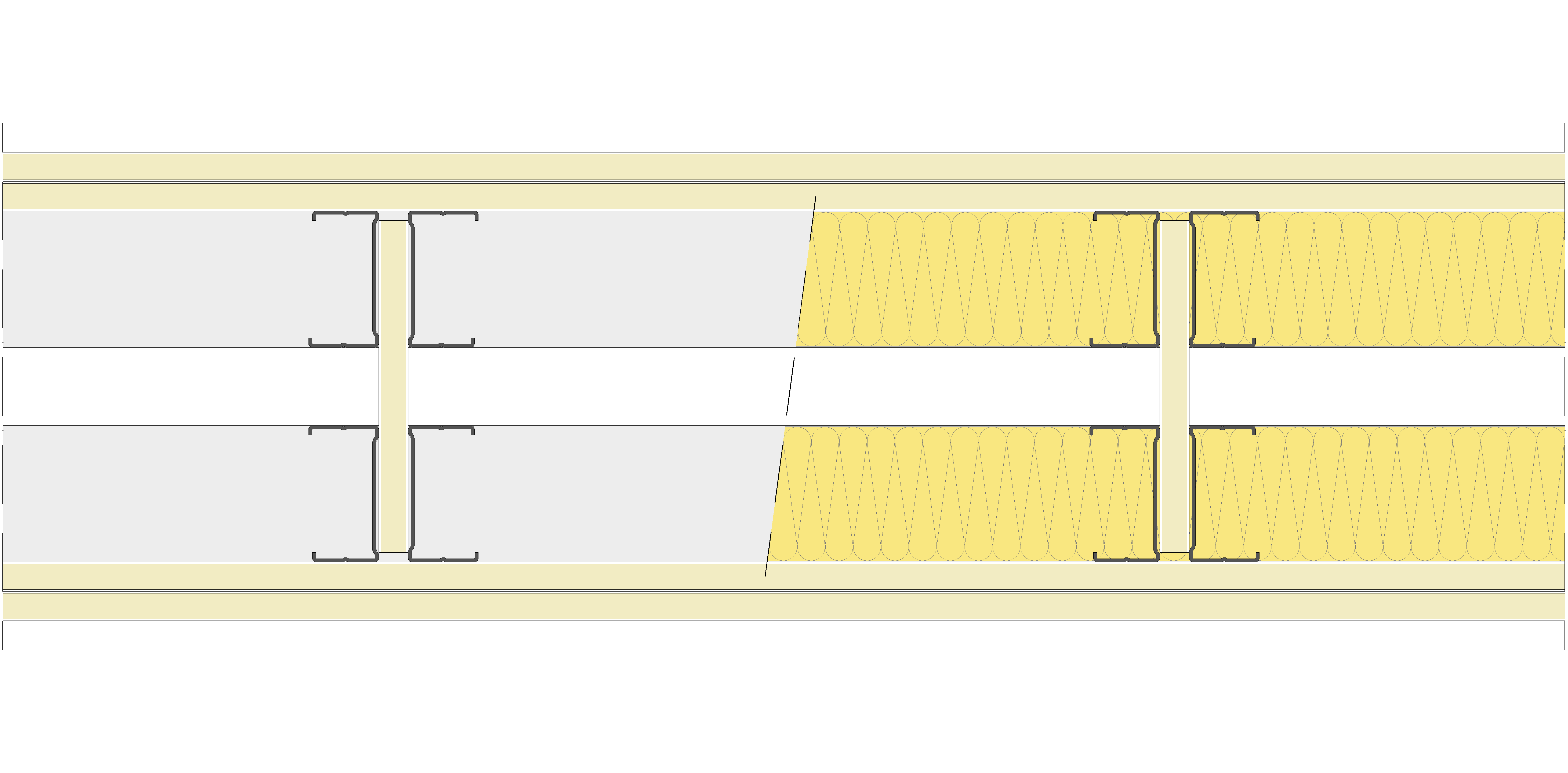 Tabique Pladur® 200/400 (70-35H+(e=40)+70-35H) 4N 2MW Arriostrado