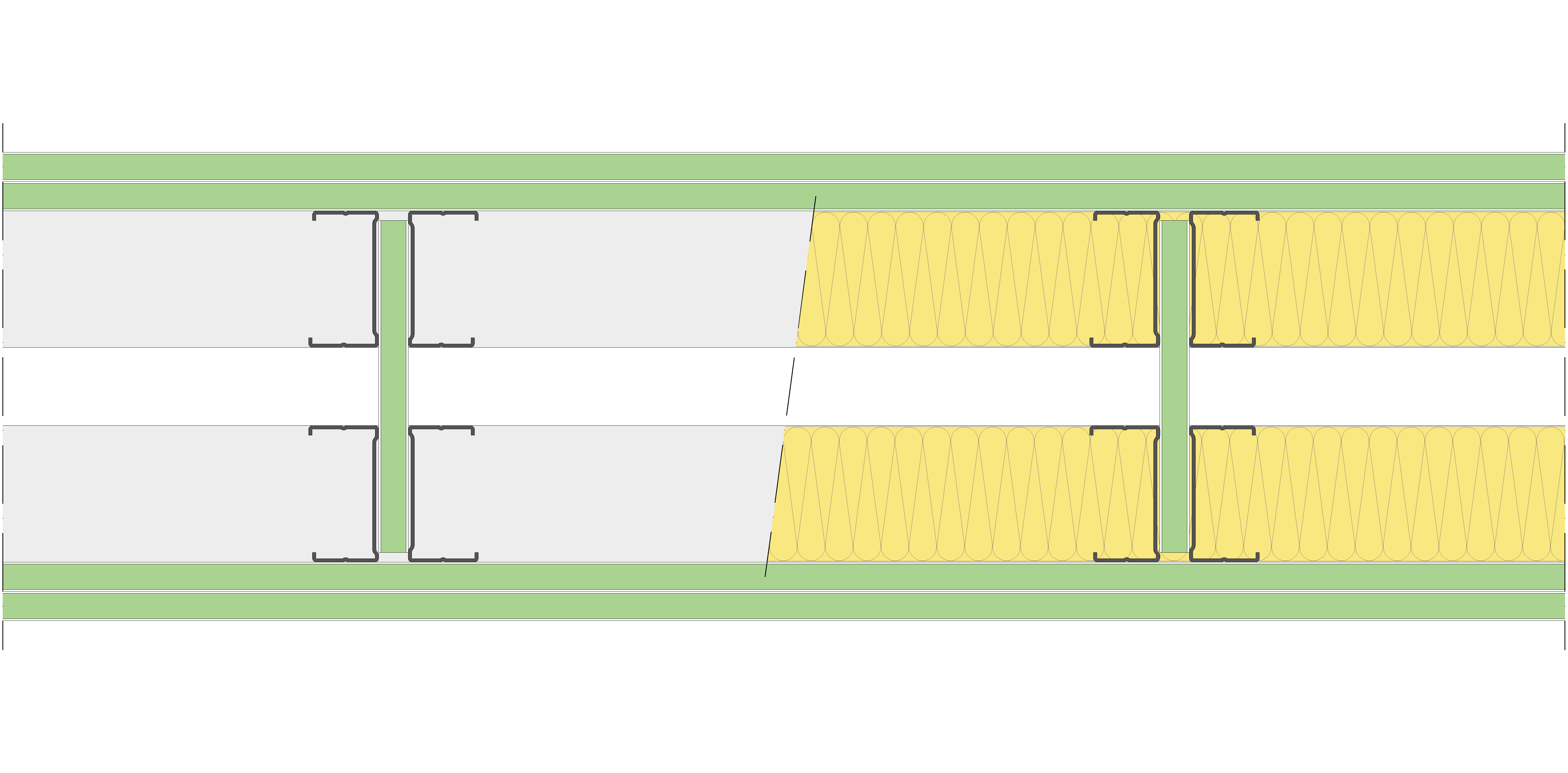 Tabique Pladur® 200/400 (70-35H+(e=40)+70-35H) 4H1 2MW Arriostrado