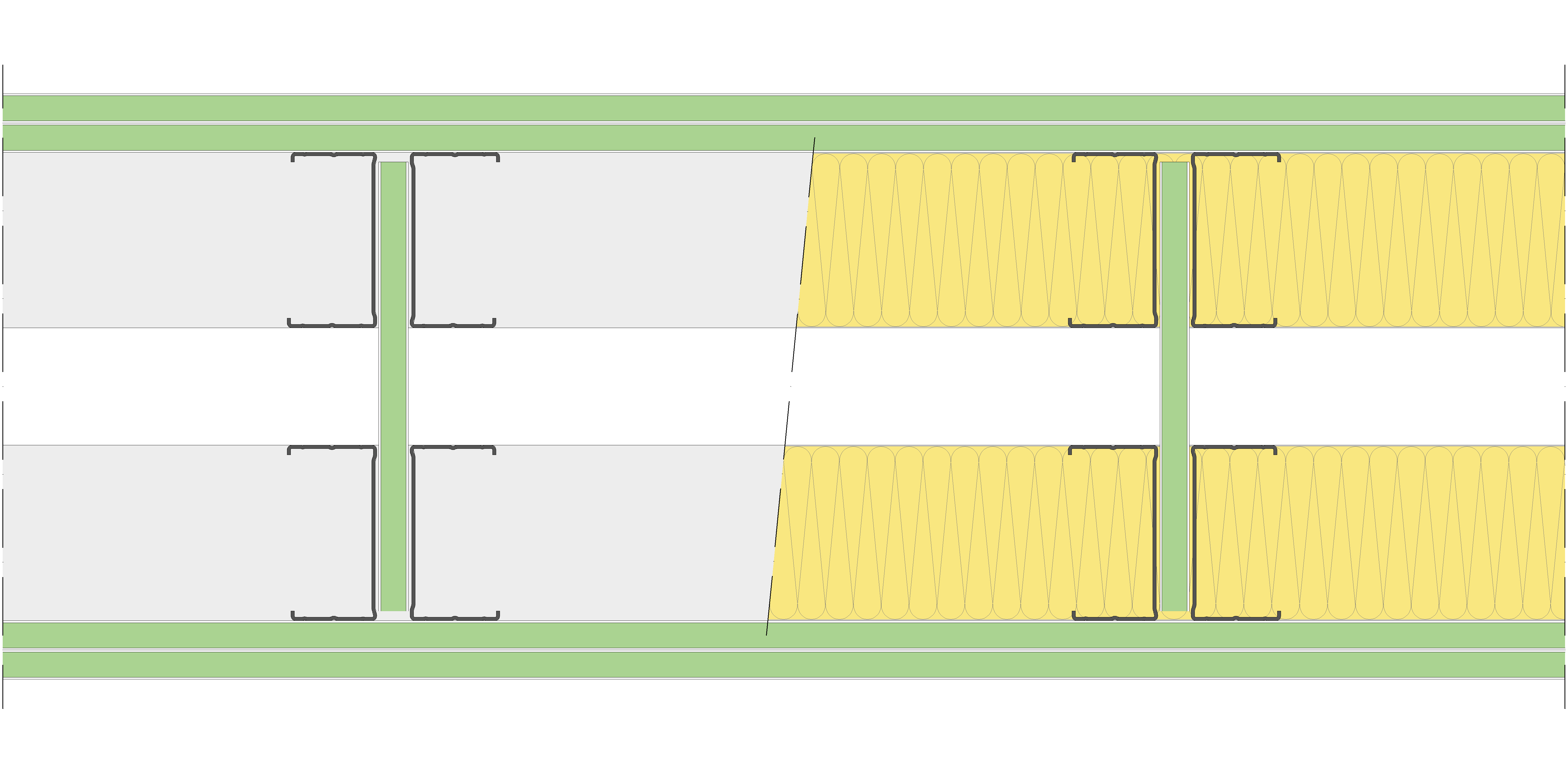 Tabique Pladur® 240/400 (90H+(e=60)+90H) 4H1 2MW Arriostrado