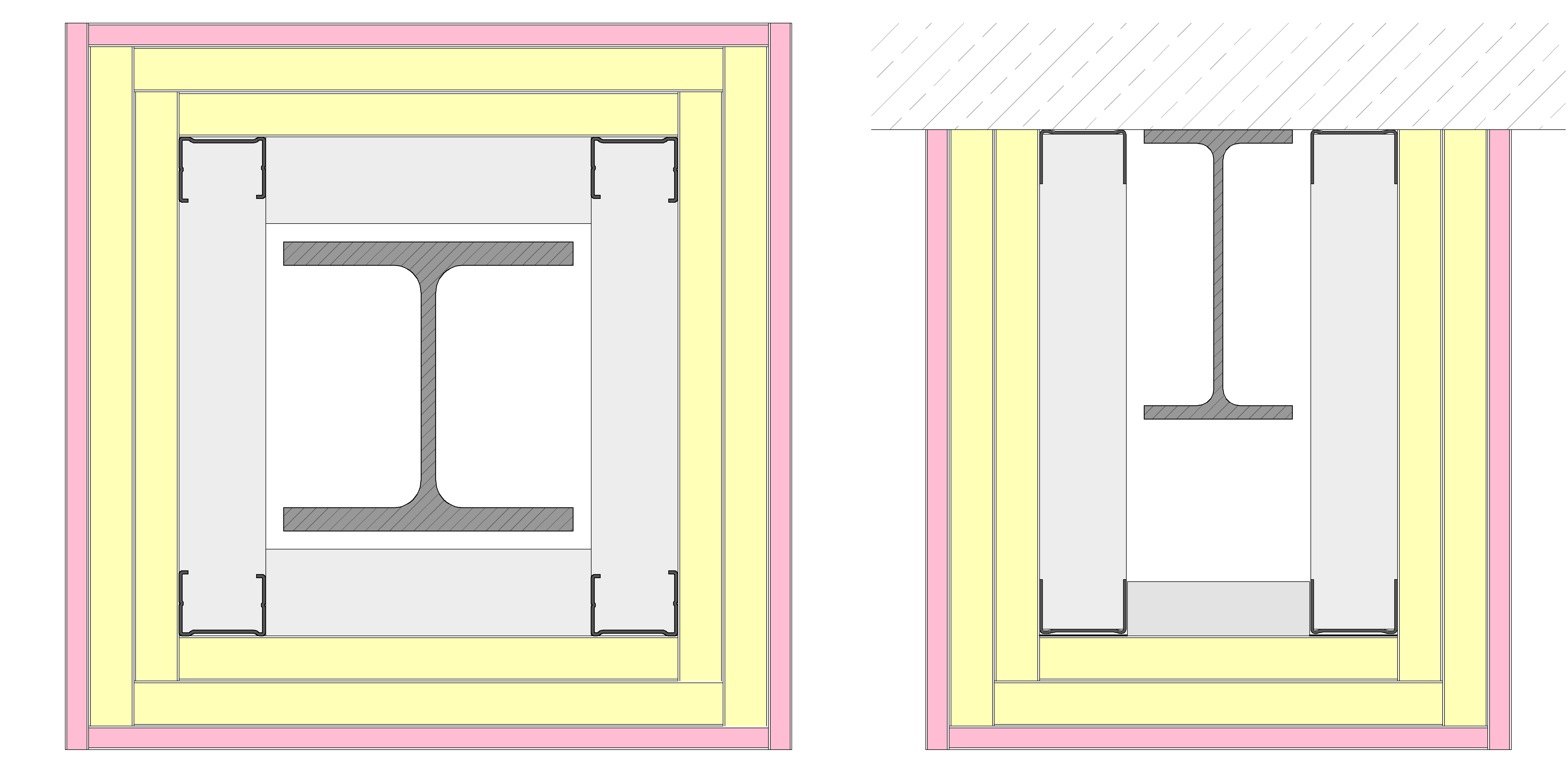 Protección de elementos de acero con sistemas autoportantes Pladur® 48-35 + 2x25 MAGNA + 1x12,5 F