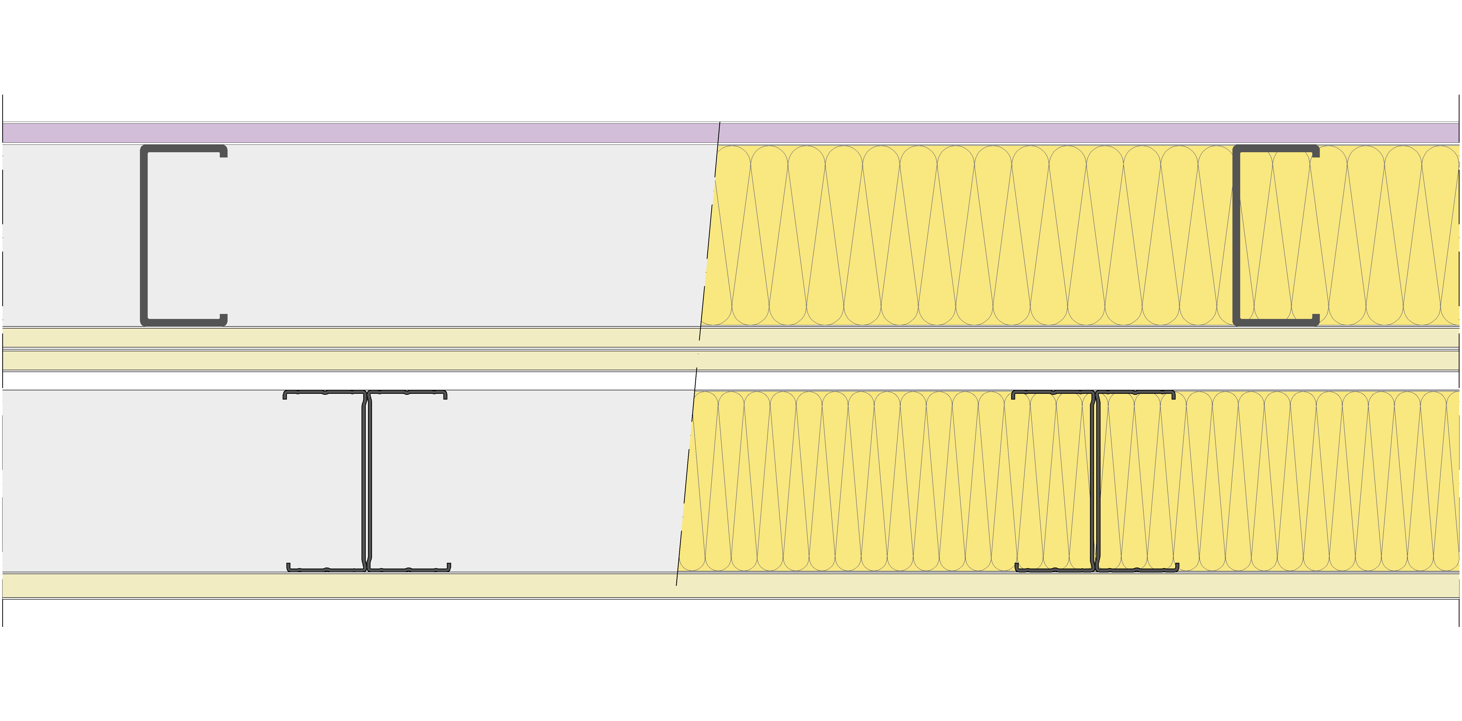 Fachada Ligera Pladur® EXO 252,5 (100-48-2 Z2/600 + 2x12,5 + e + 100-45H/400) WD + 3N 2MW